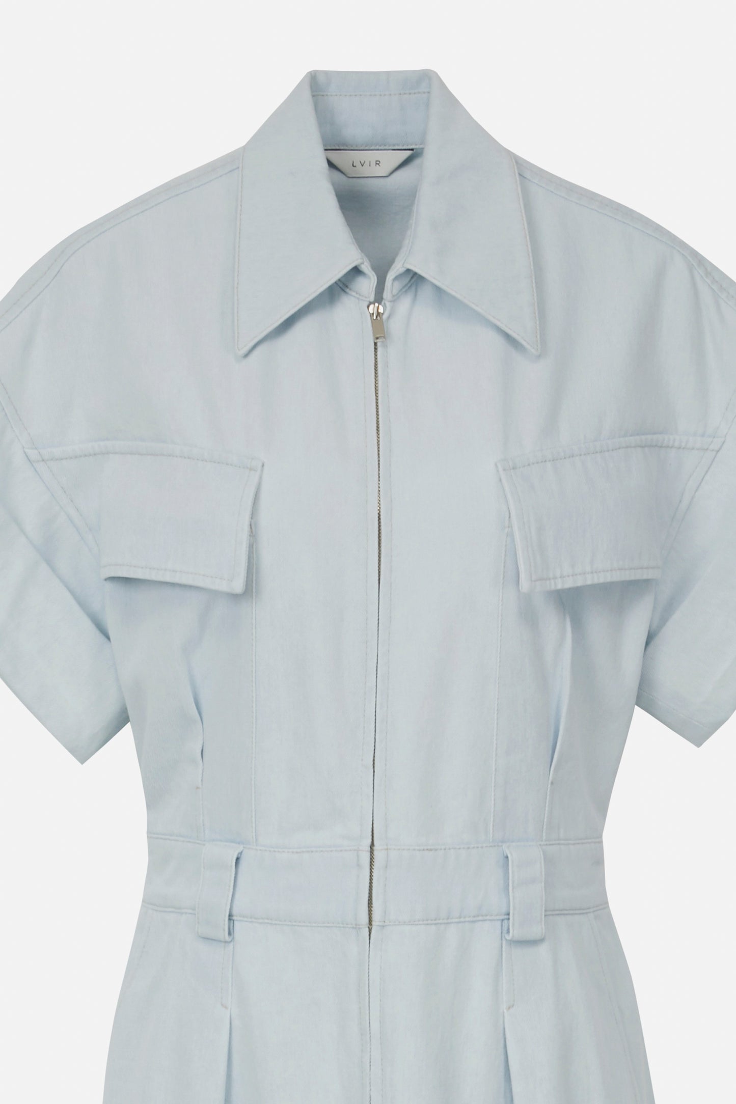 DENIM ZIP-UP WIDESLEEVE JUMPSUIT