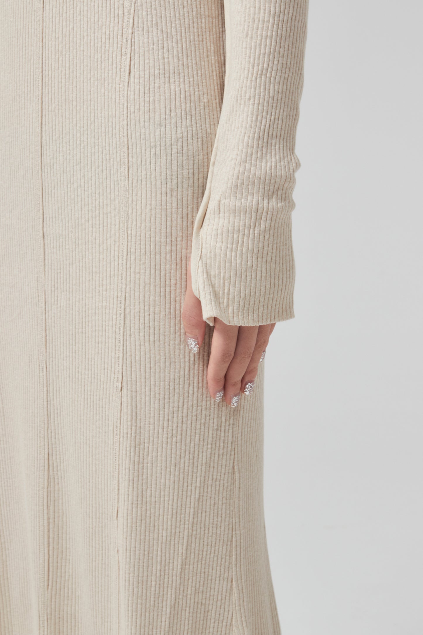 CREW NECK OPEN BACK RIBBED JERSEY DRESS
