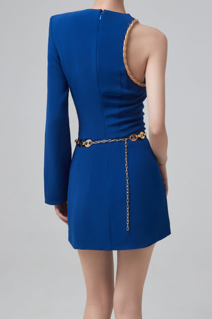SABLÉ ONE-SHOULDER MINI DRESS WITH INTEGRATED CHAIN