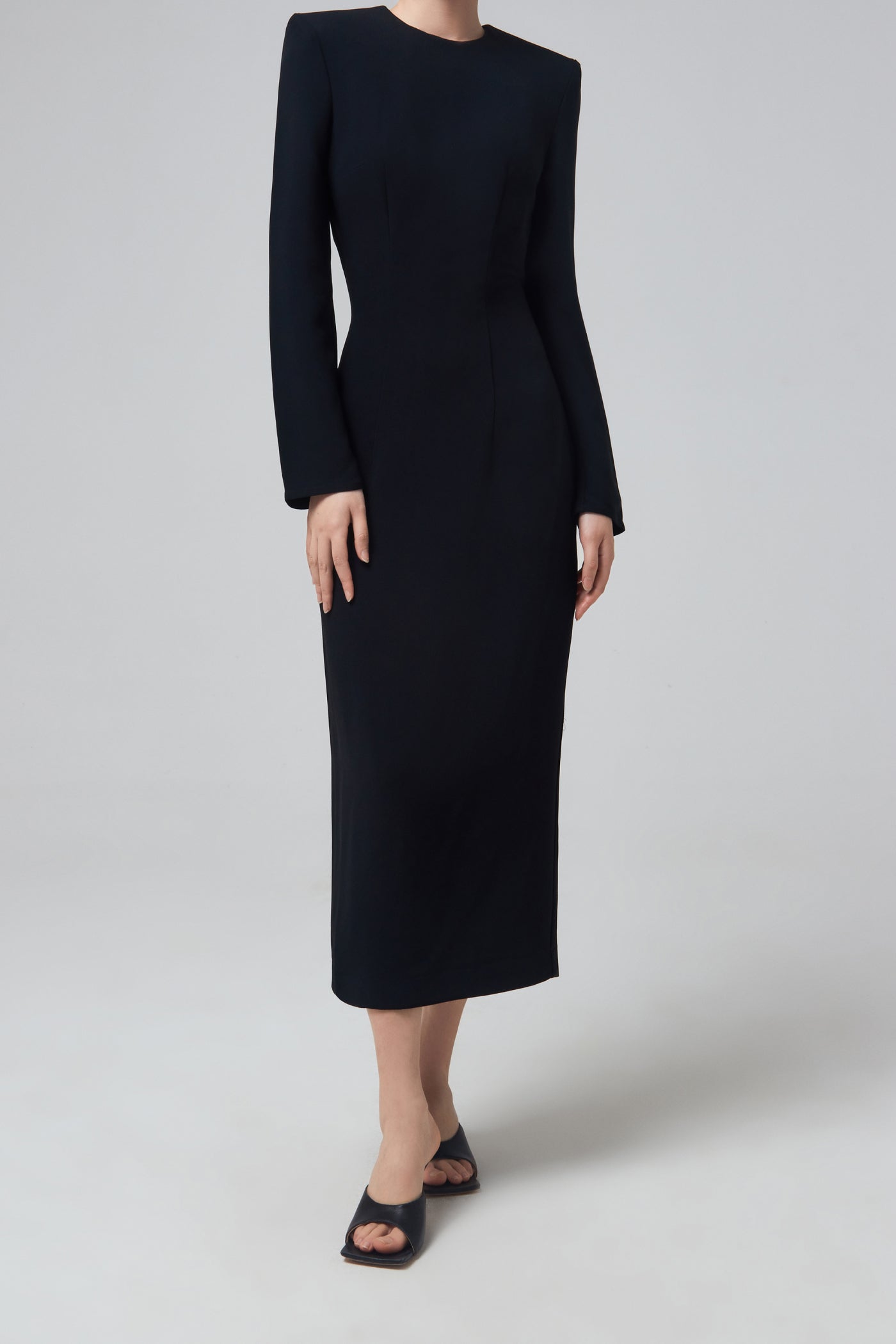 OPEN BACK SABLÉ LONG DRESS WITH SUN JEWEL