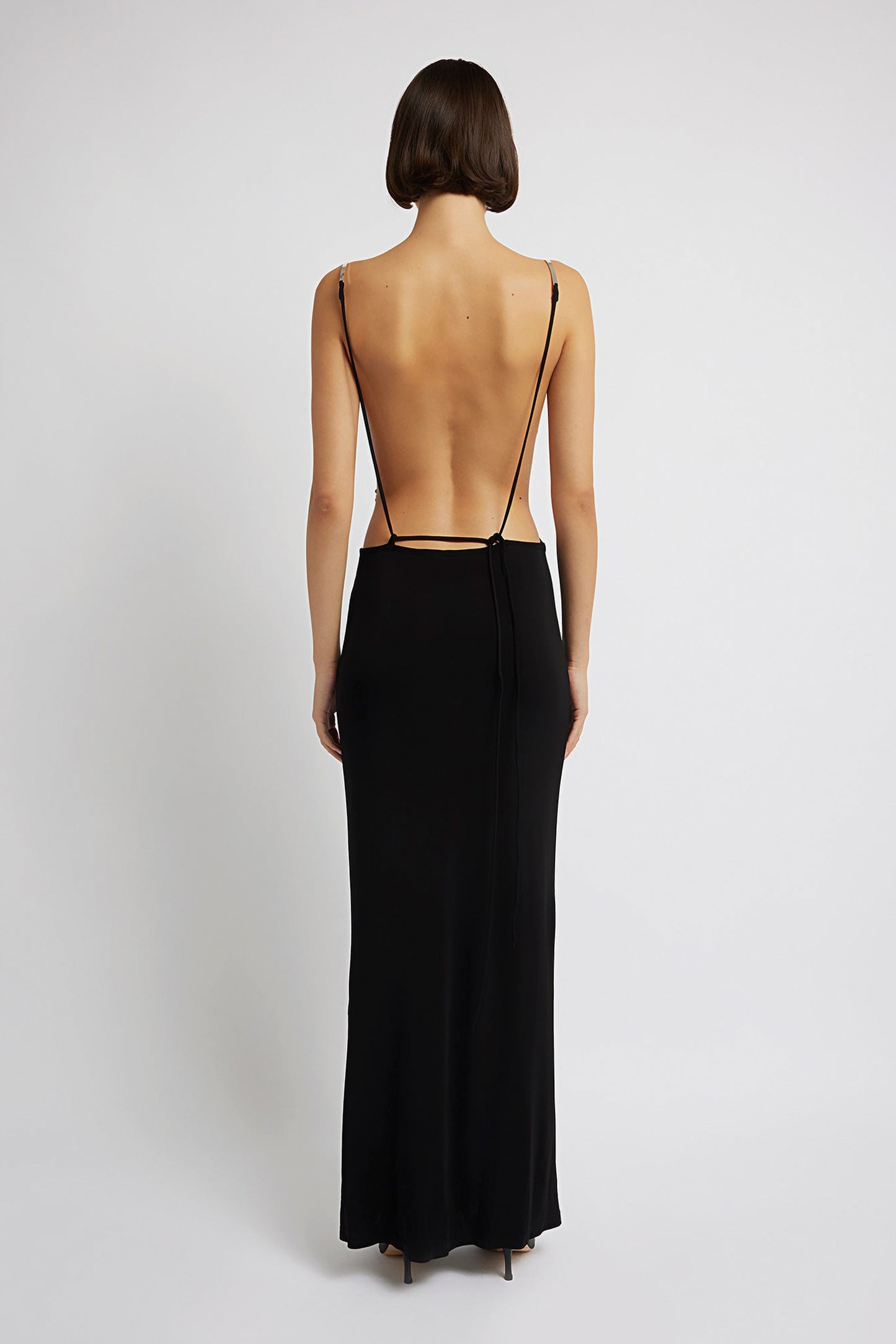 SCULPTED STRAPPED RUCHED DRESS