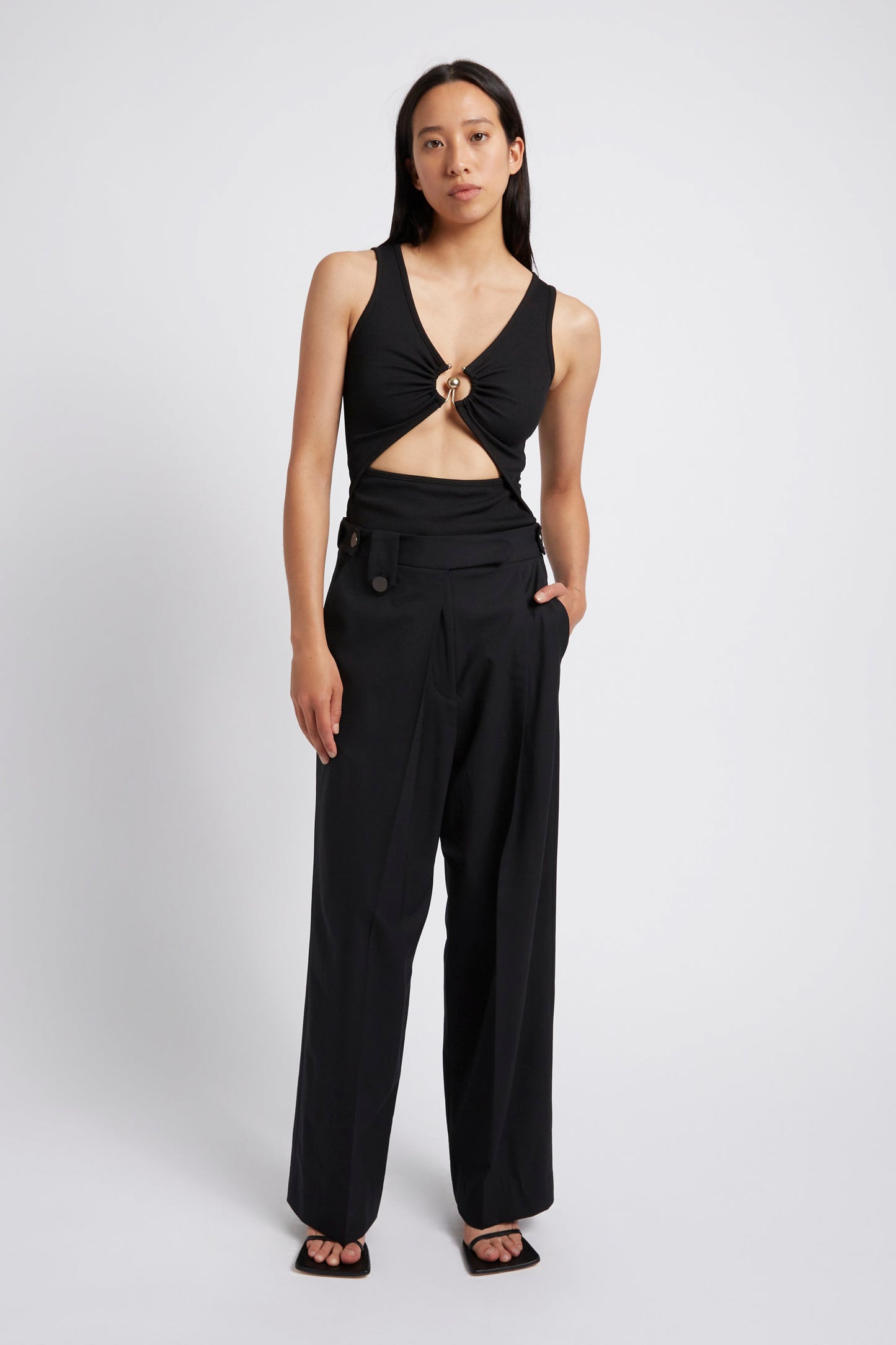 BELTED WOOL PLEATTROUSER