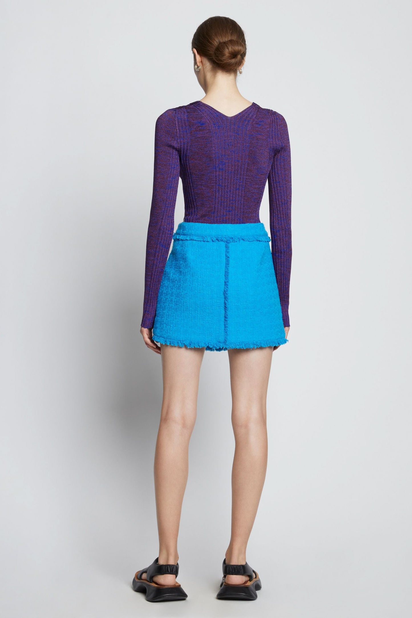 MELANGE RIB V-NECK TOP