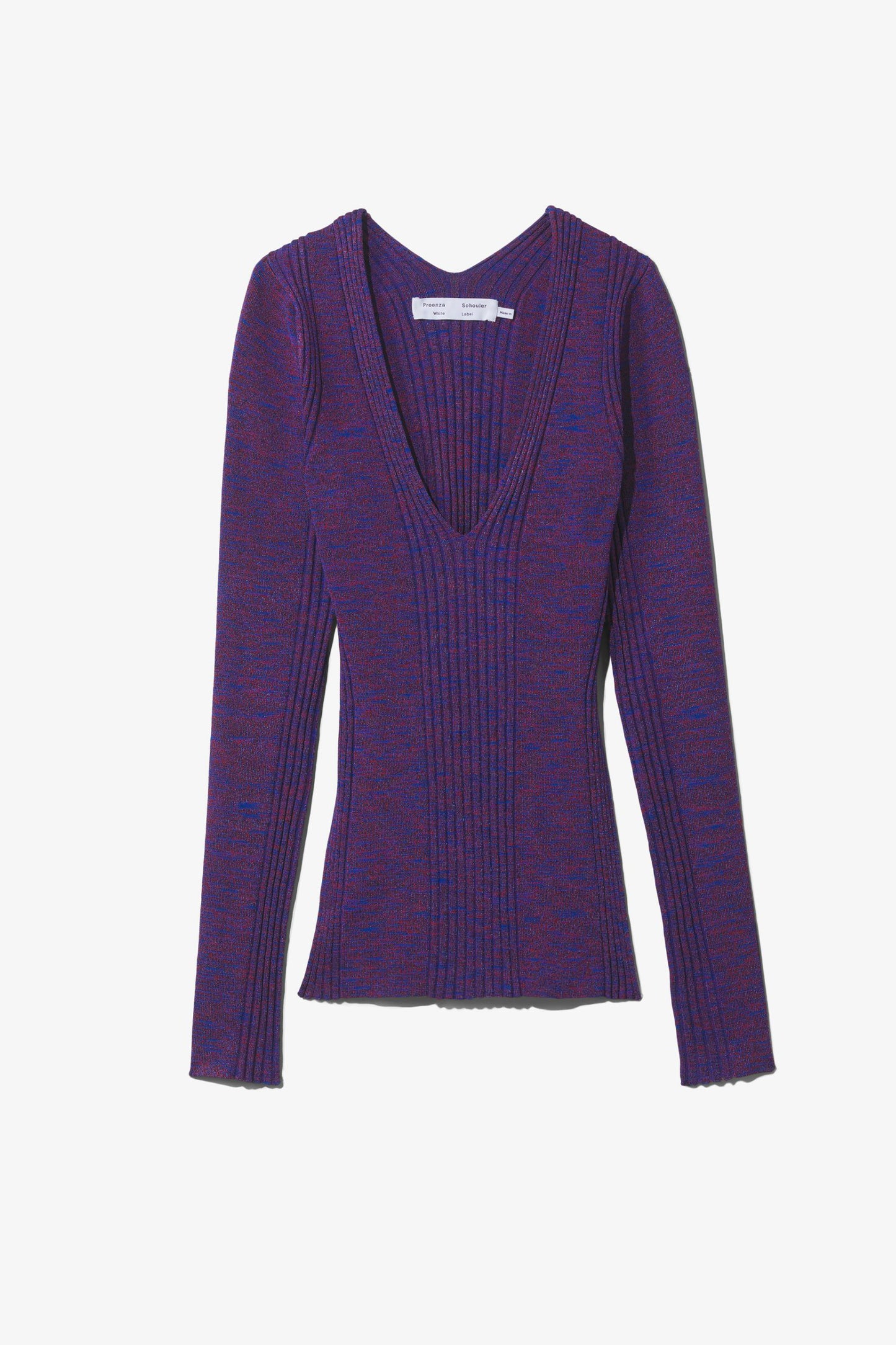 MELANGE RIB V-NECK TOP