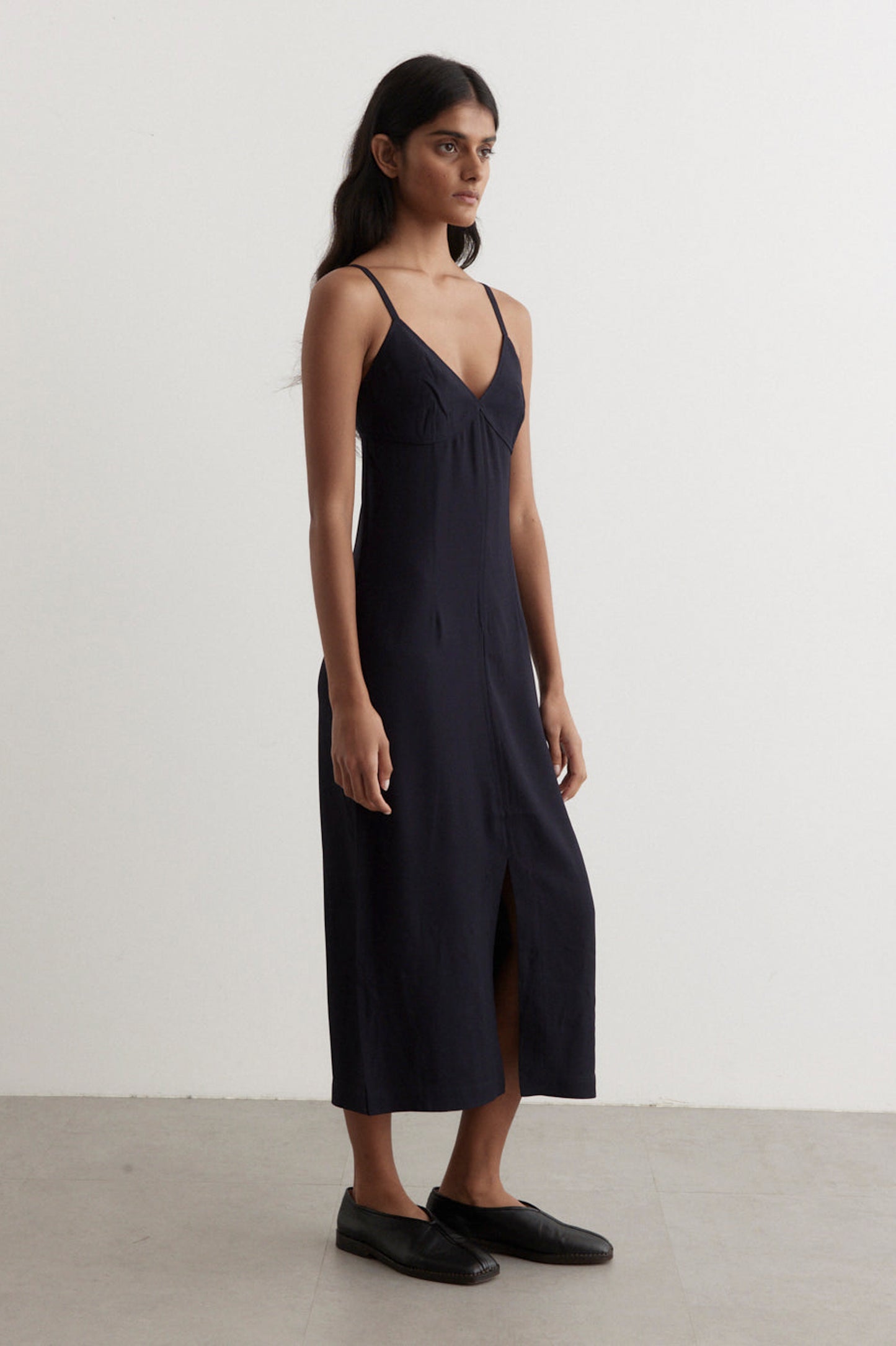Front-Split Crepe Cami Dress