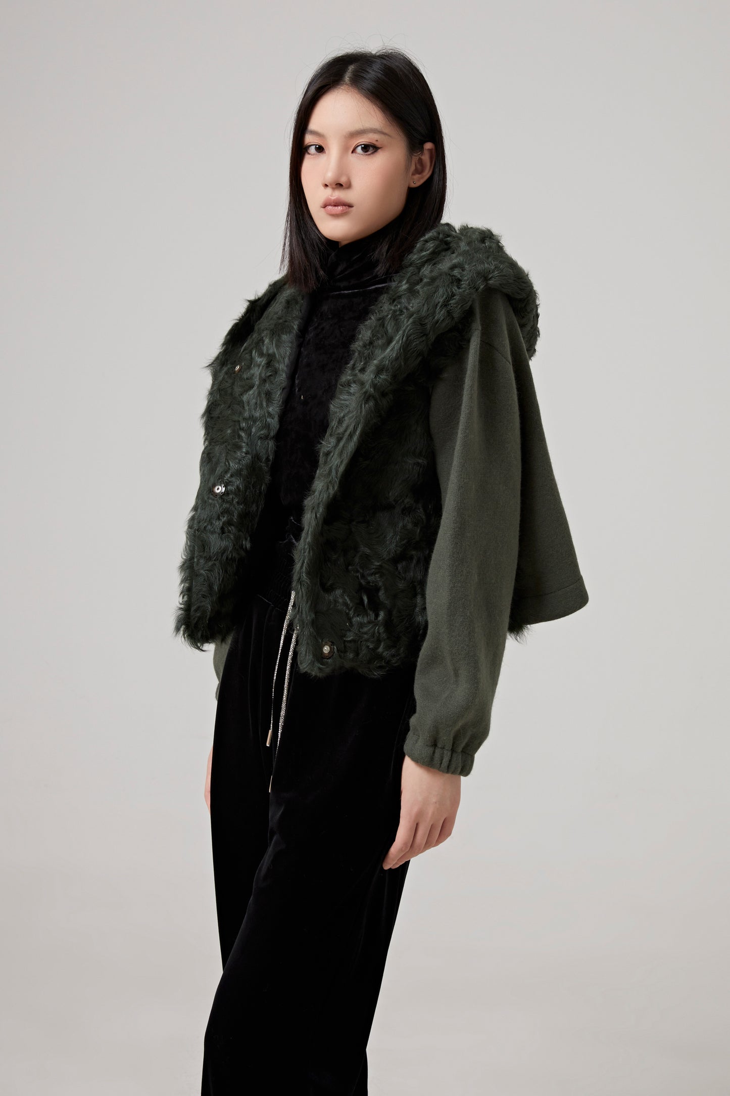 JACKET CUT AND SEWN KNITWEAR/LAMB LG HAIR