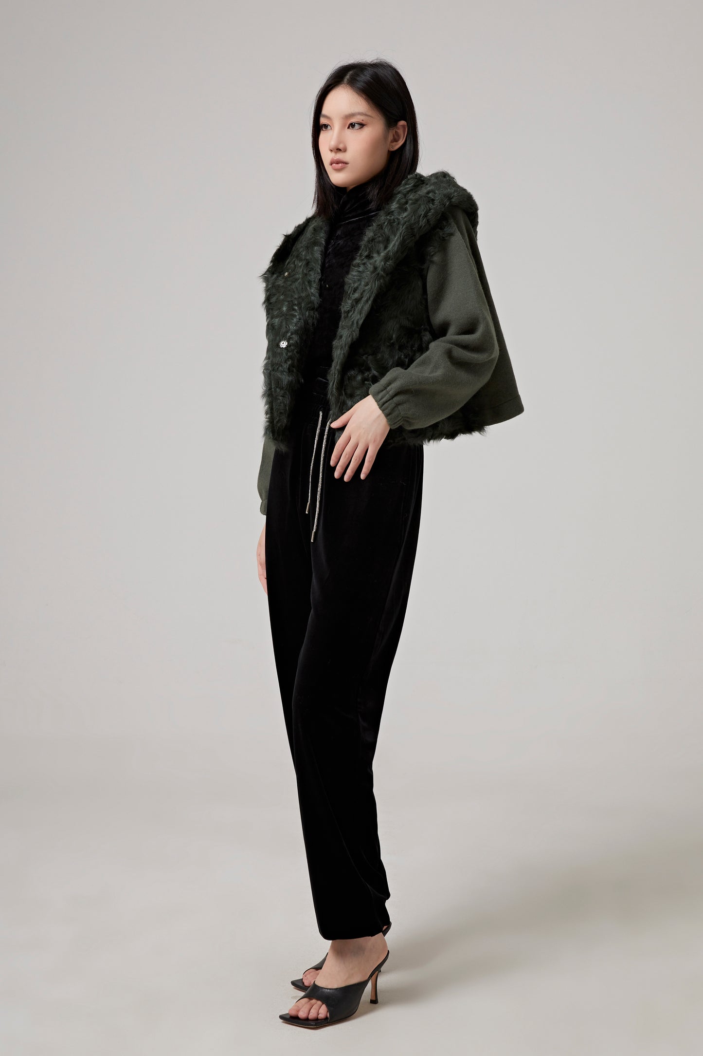 JACKET CUT AND SEWN KNITWEAR/LAMB LG HAIR