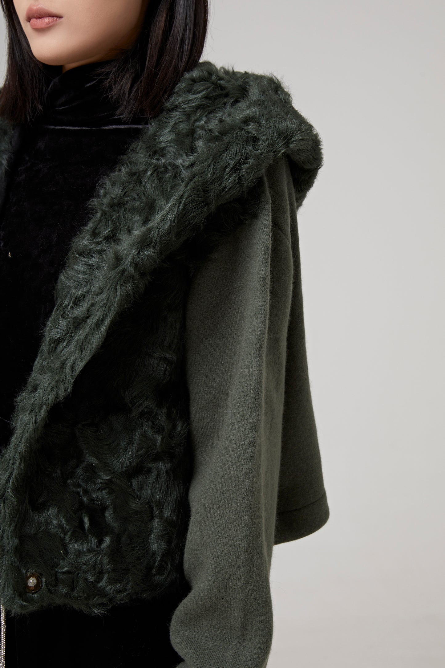 JACKET CUT AND SEWN KNITWEAR/LAMB LG HAIR