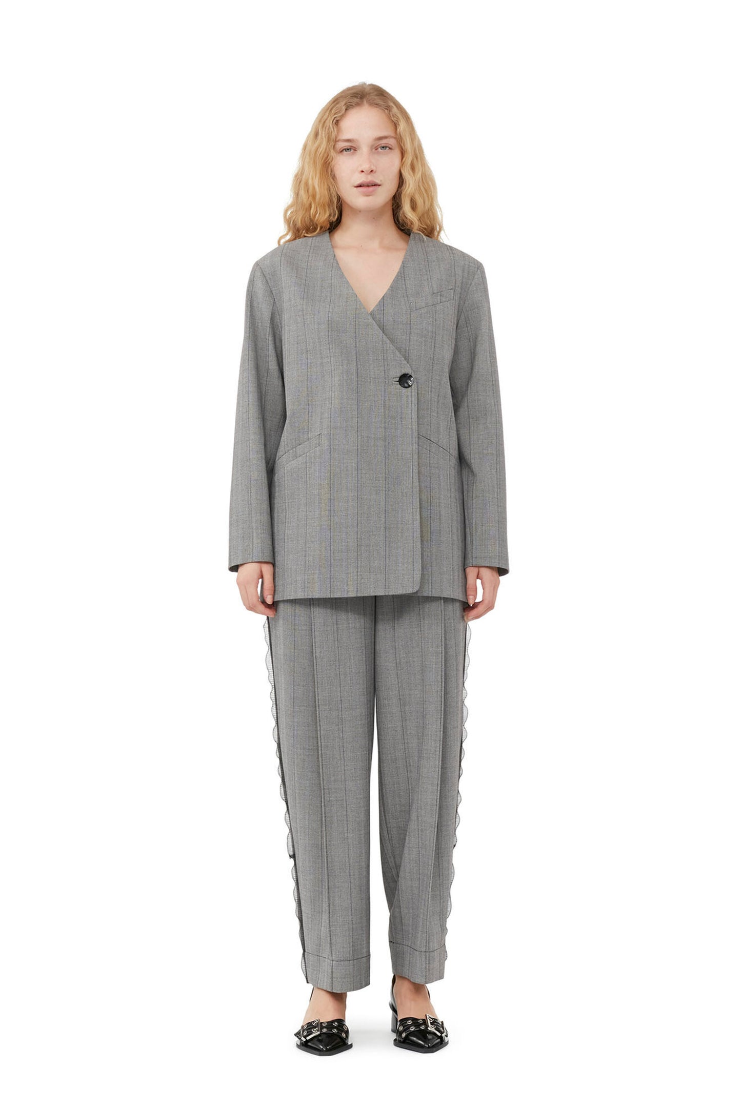 Herringbone Suiting Boxy Blazer