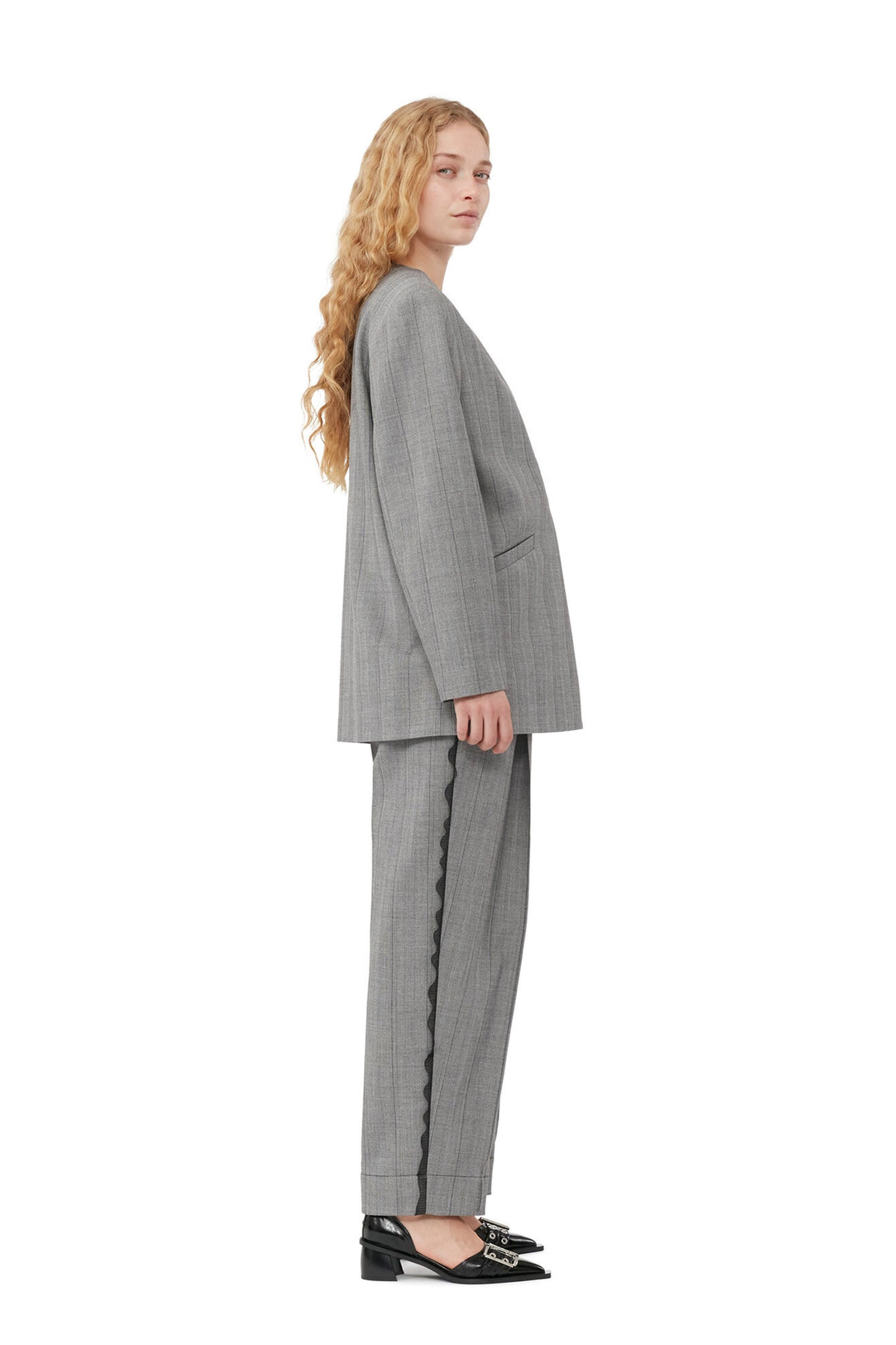 Herringbone Suiting Boxy Blazer