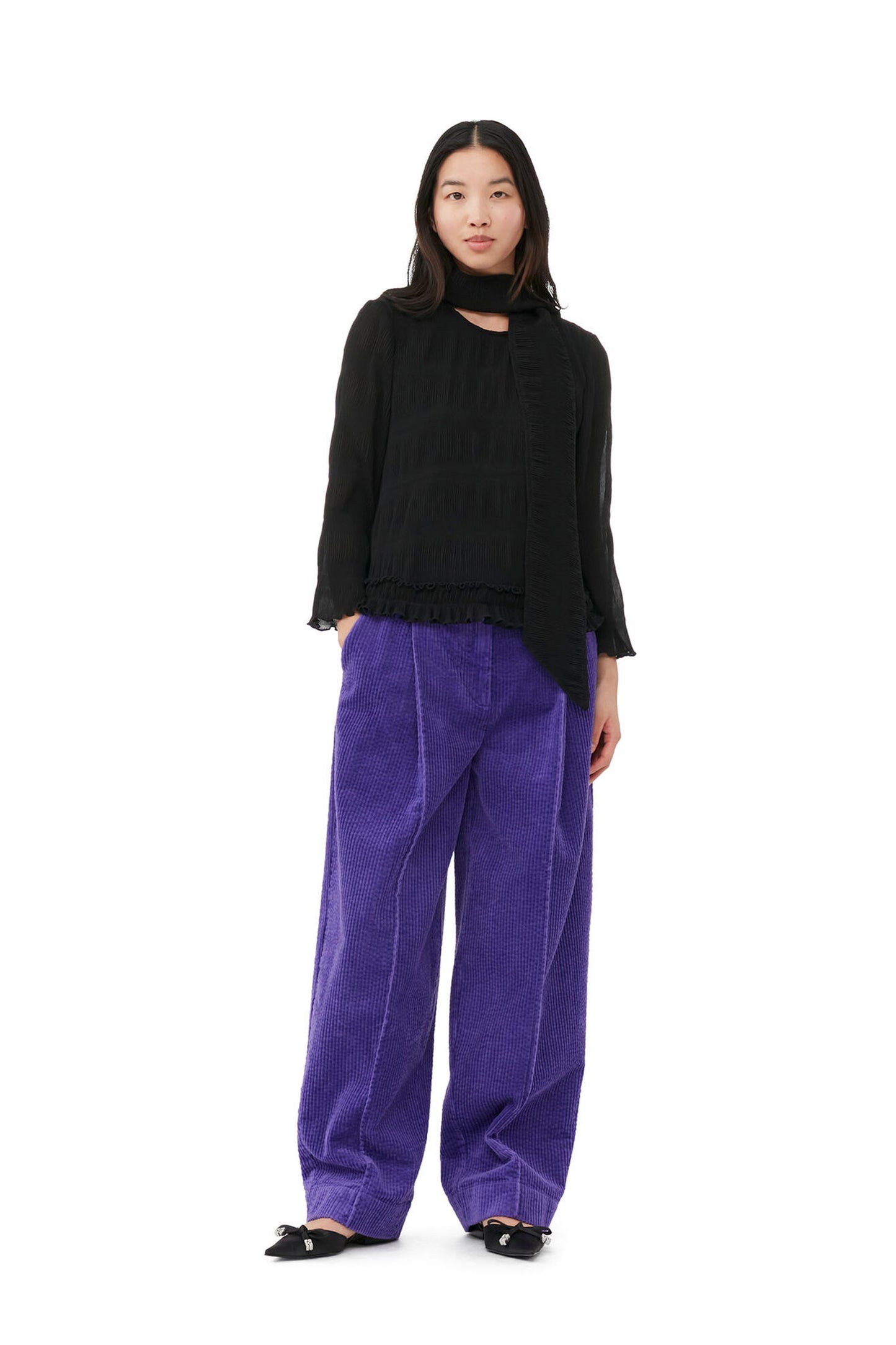 Pleated Georgette Scarf Blouse
