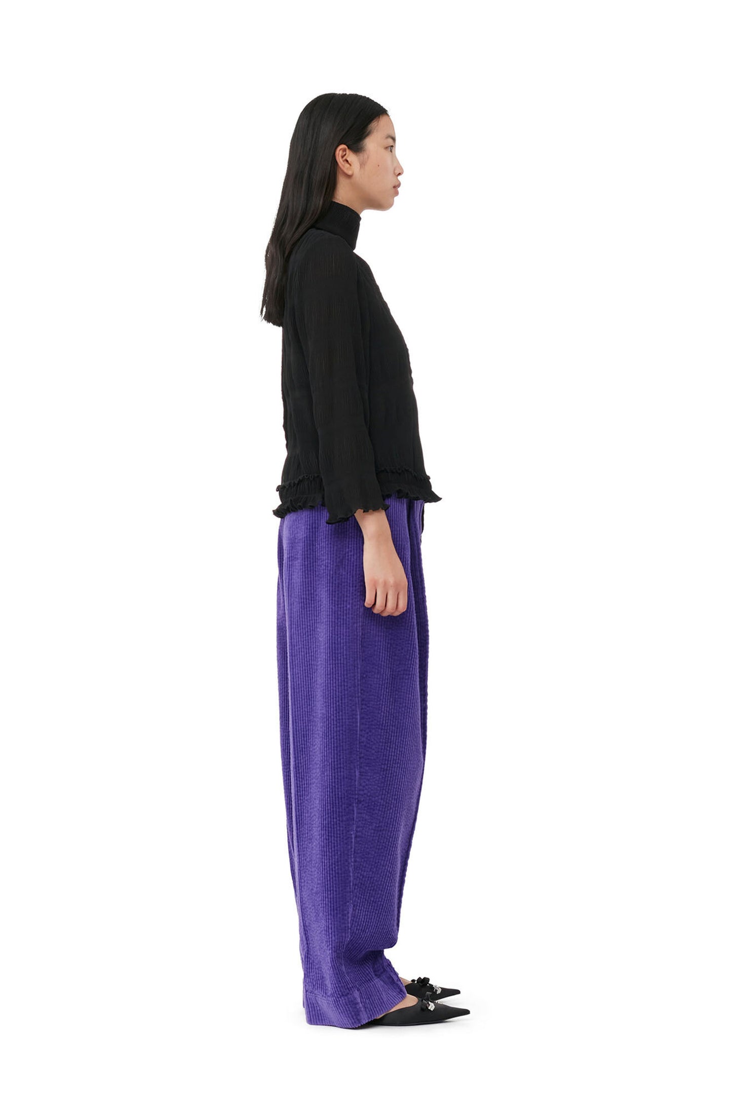 Pleated Georgette Scarf Blouse