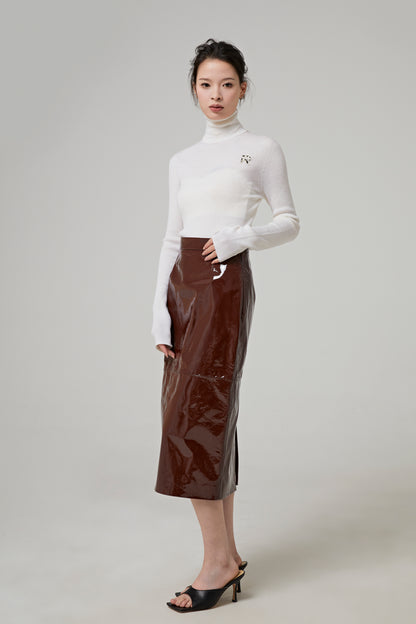 MIDI SKIRT IN PATENT LEATHER