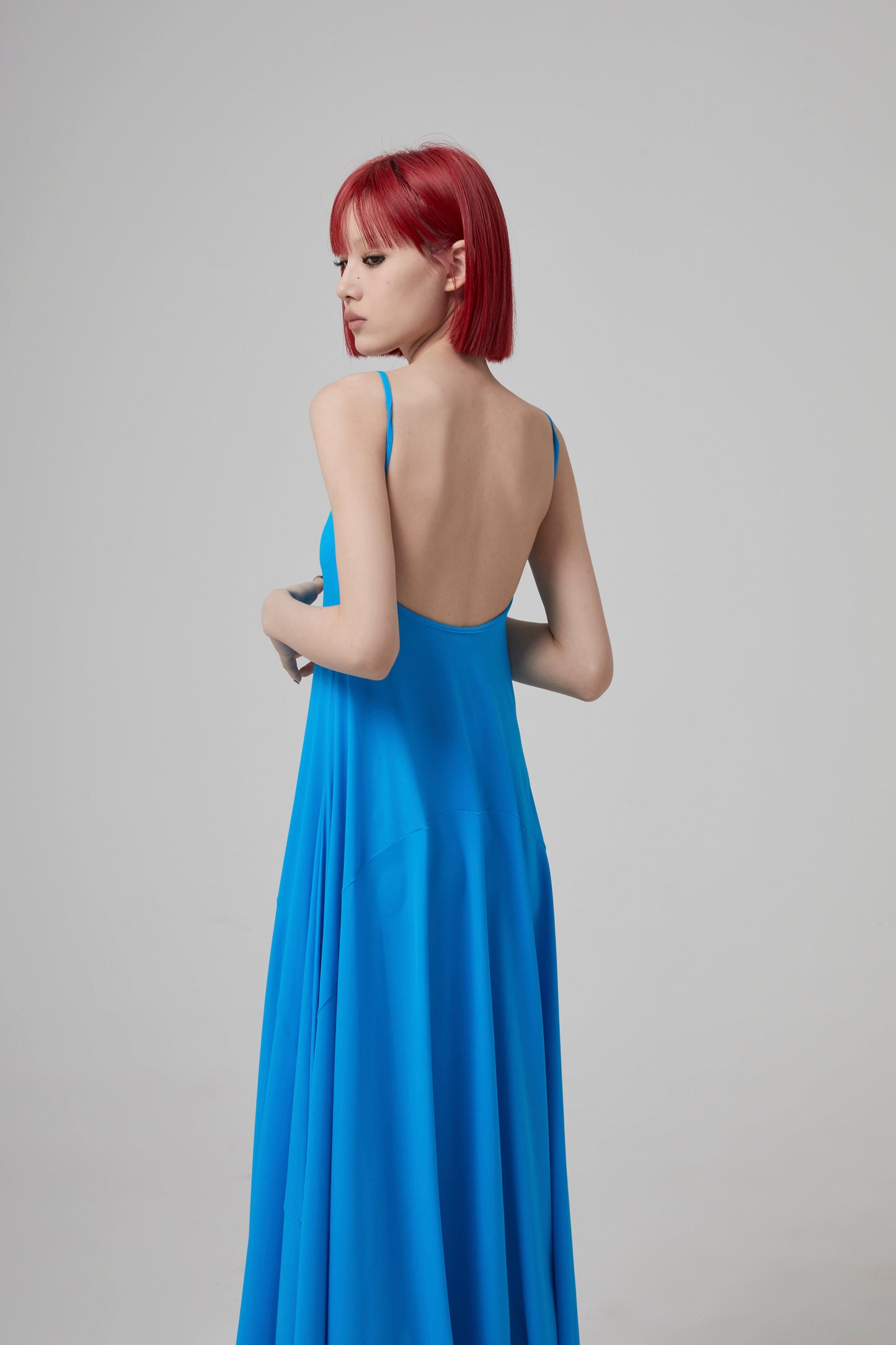 V NECK SUSPENDER DRESS