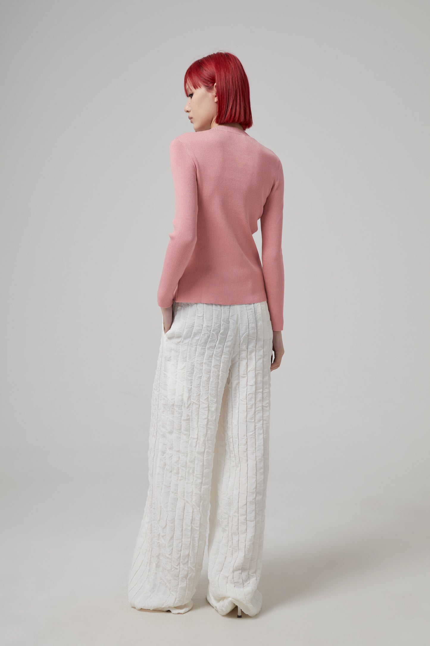 LONG SLEEVE RIBBED BUTTON FRONT CARDIGAN