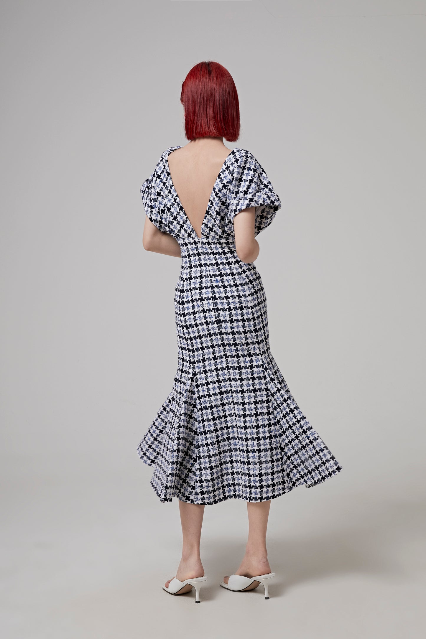 S/S FITTED MIDI DRESS W/ FLARE SKIRT HEM