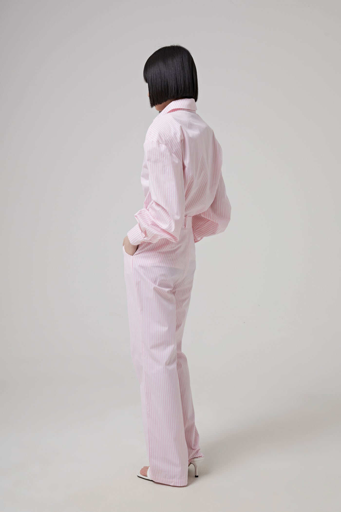 Striped Cotton Poplin Oversize Shirt with Logo