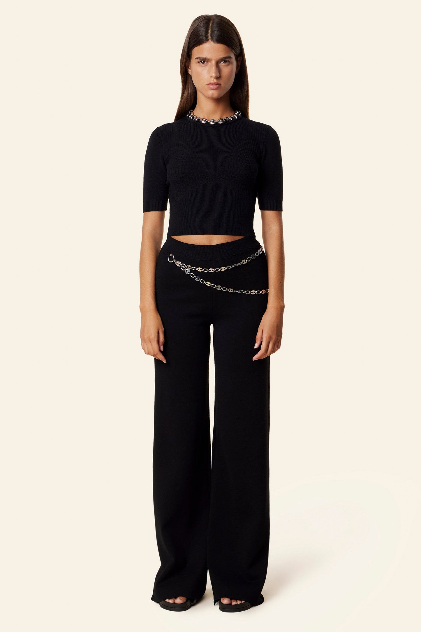 METALLIC COLLAR COP TOP