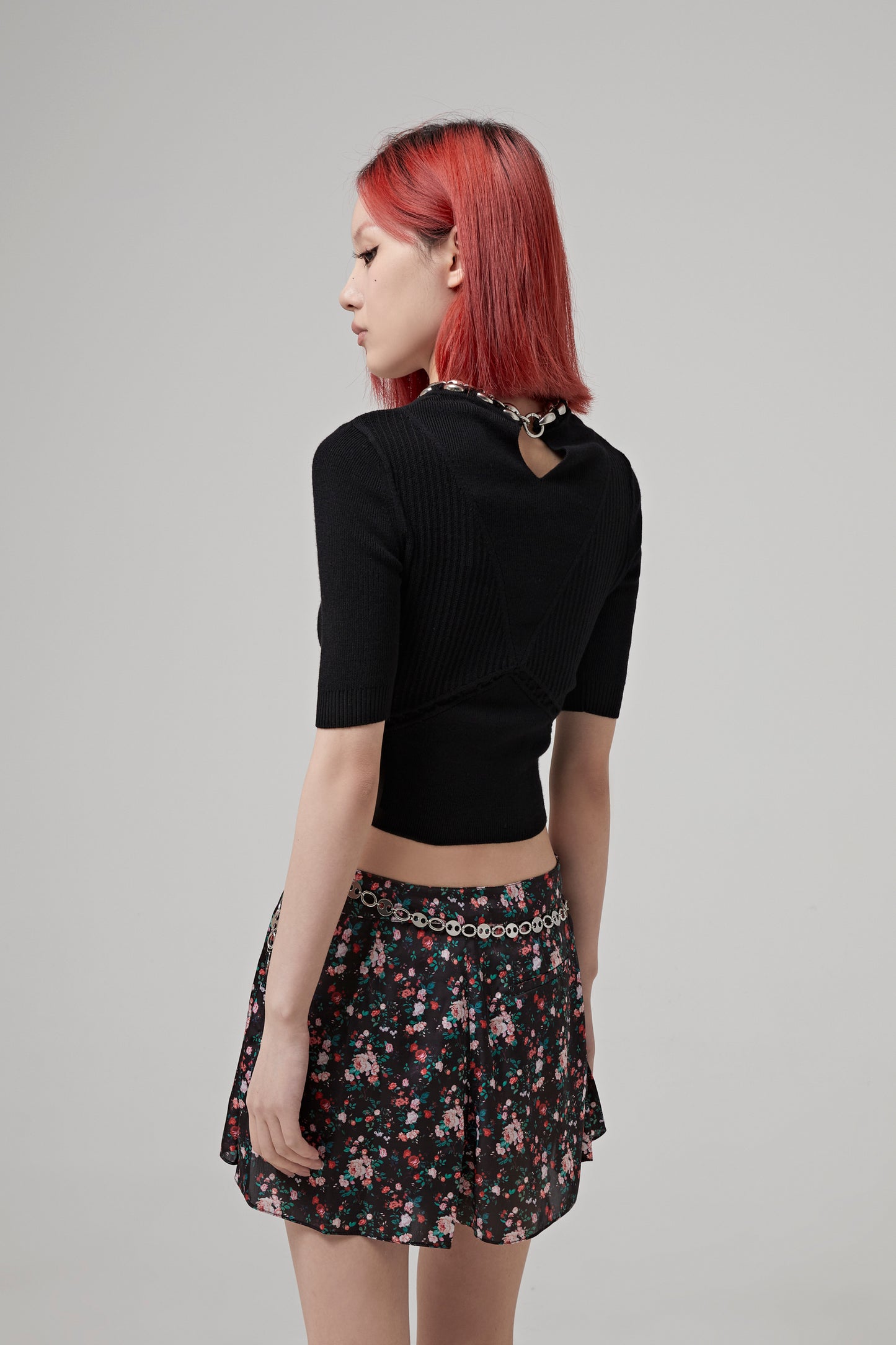 METALLIC COLLAR COP TOP
