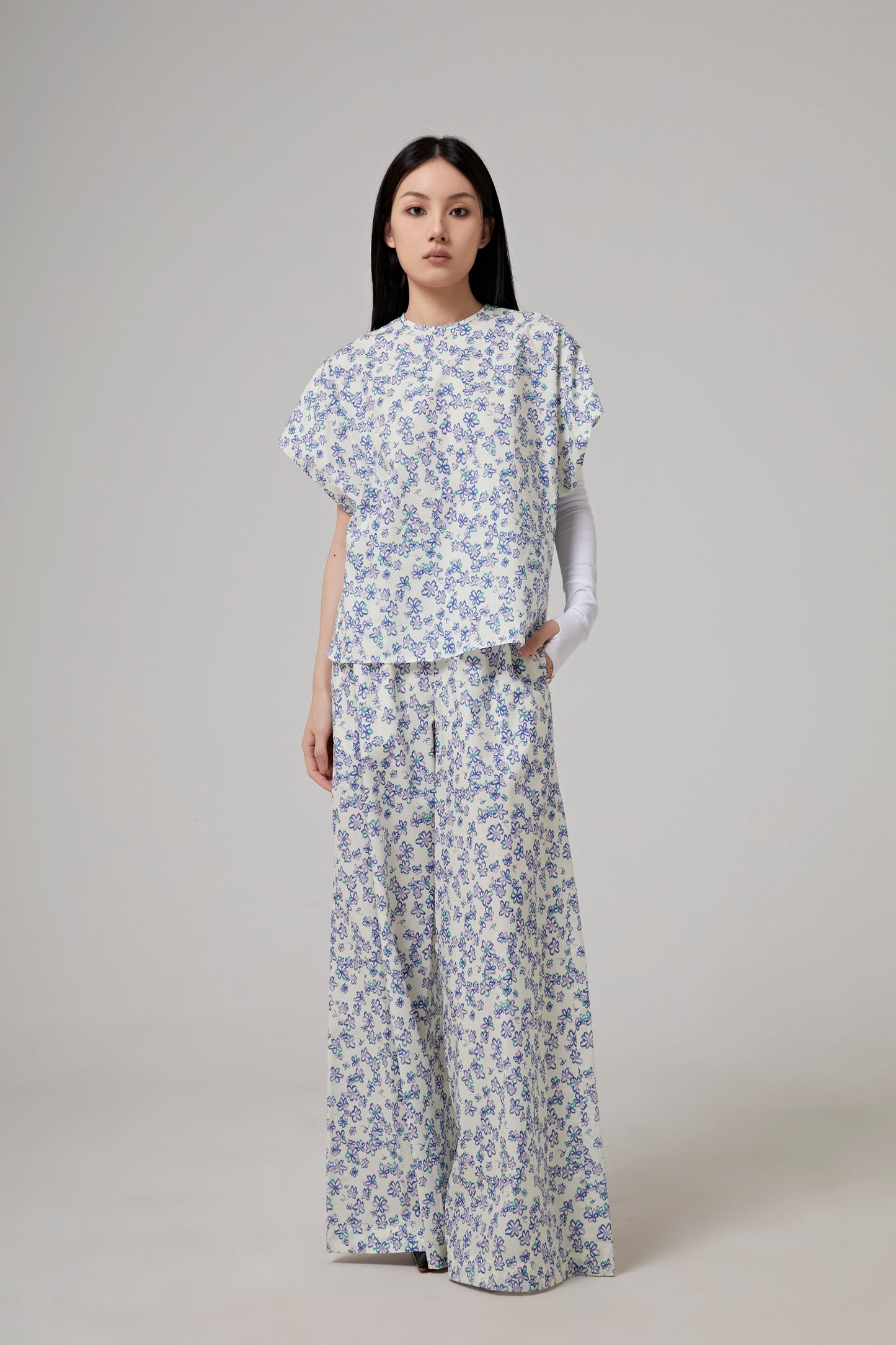 WIDE LEG PANTS WITH ELASTIC BAND