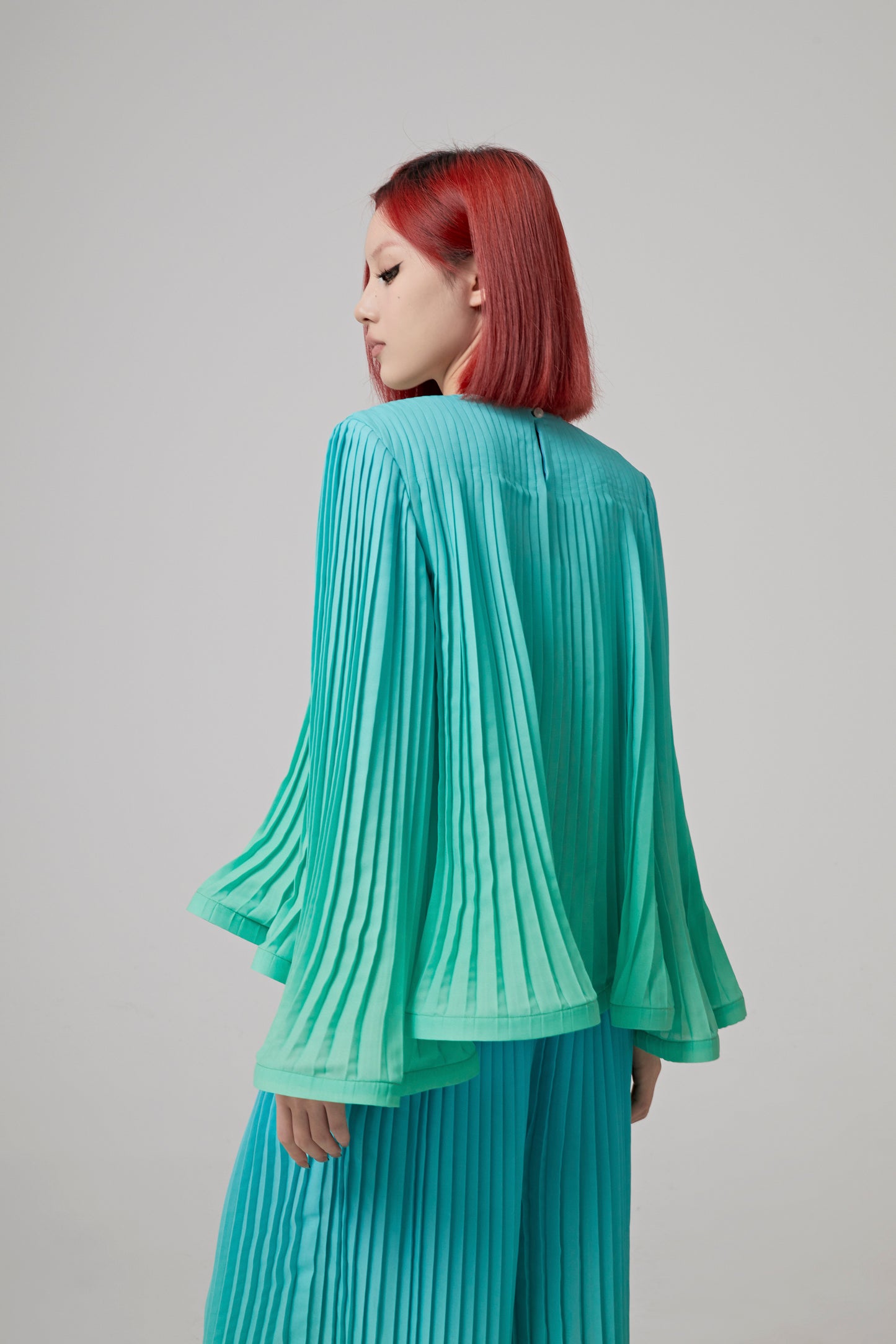 PLEATED RECYCLED PRINTED GEORGETTE BLOUSE