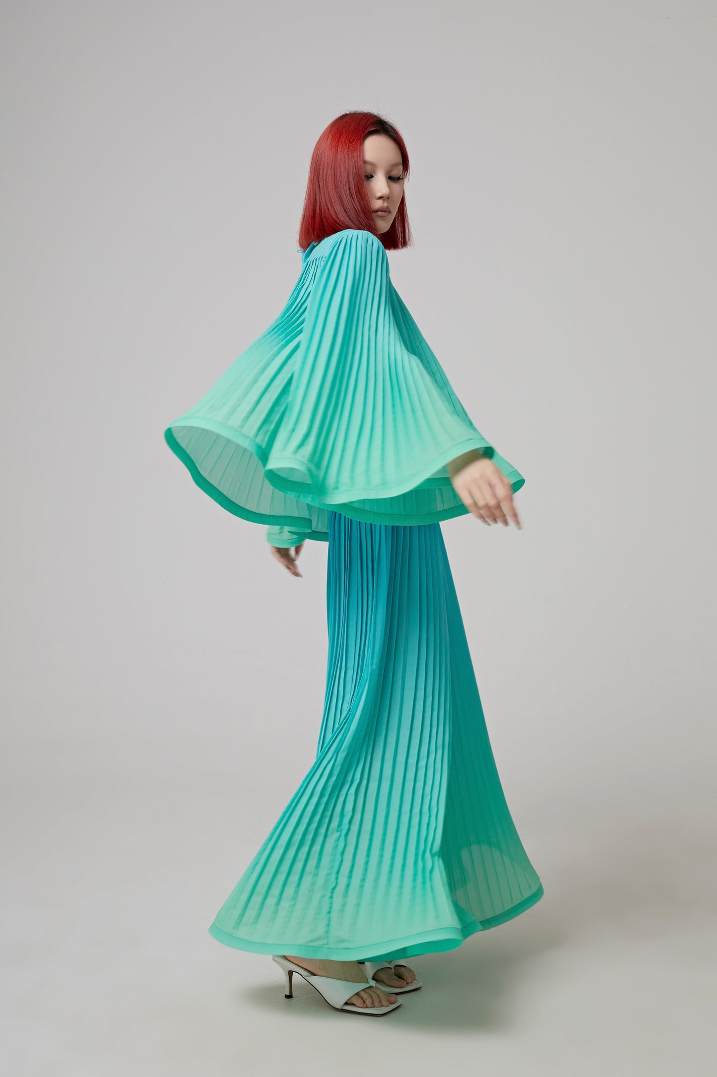 PLEATED RECYCLED PRINTED GEORGETTE BLOUSE