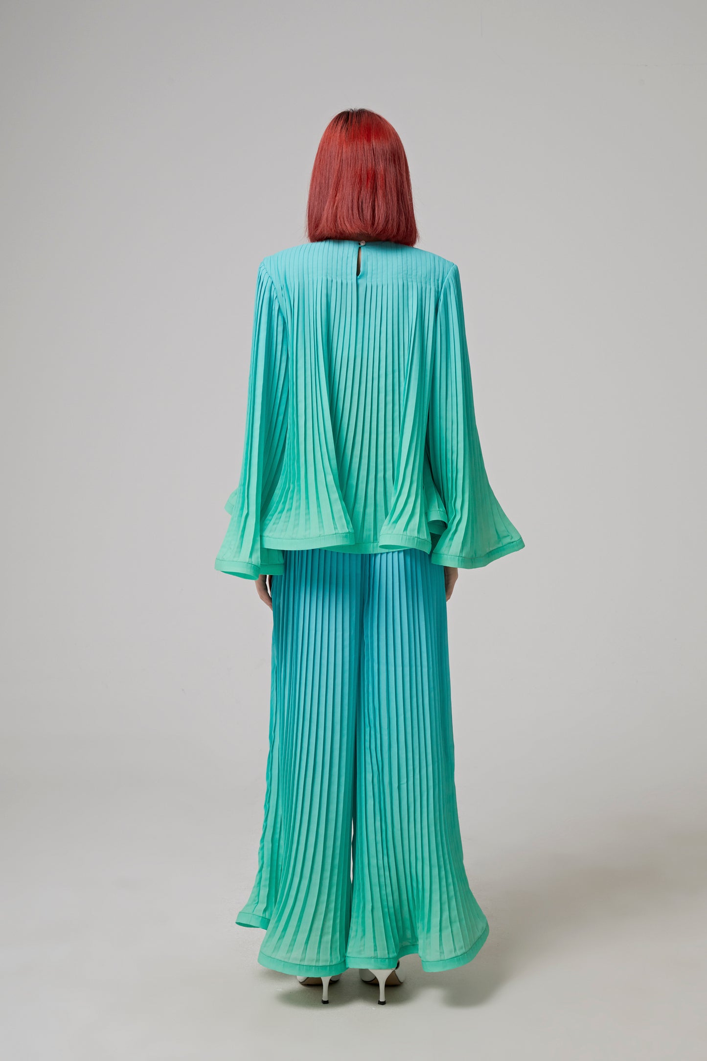 PLEATED RECYCLED PRINTED GEORGETTE BLOUSE