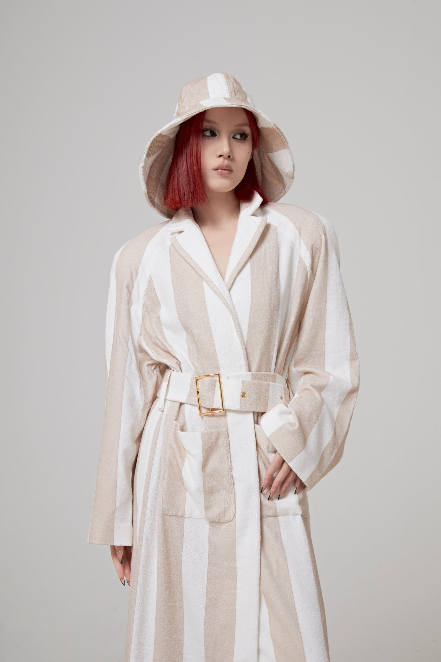 PRINTED TERRY CLOTH RAGLAN COAT