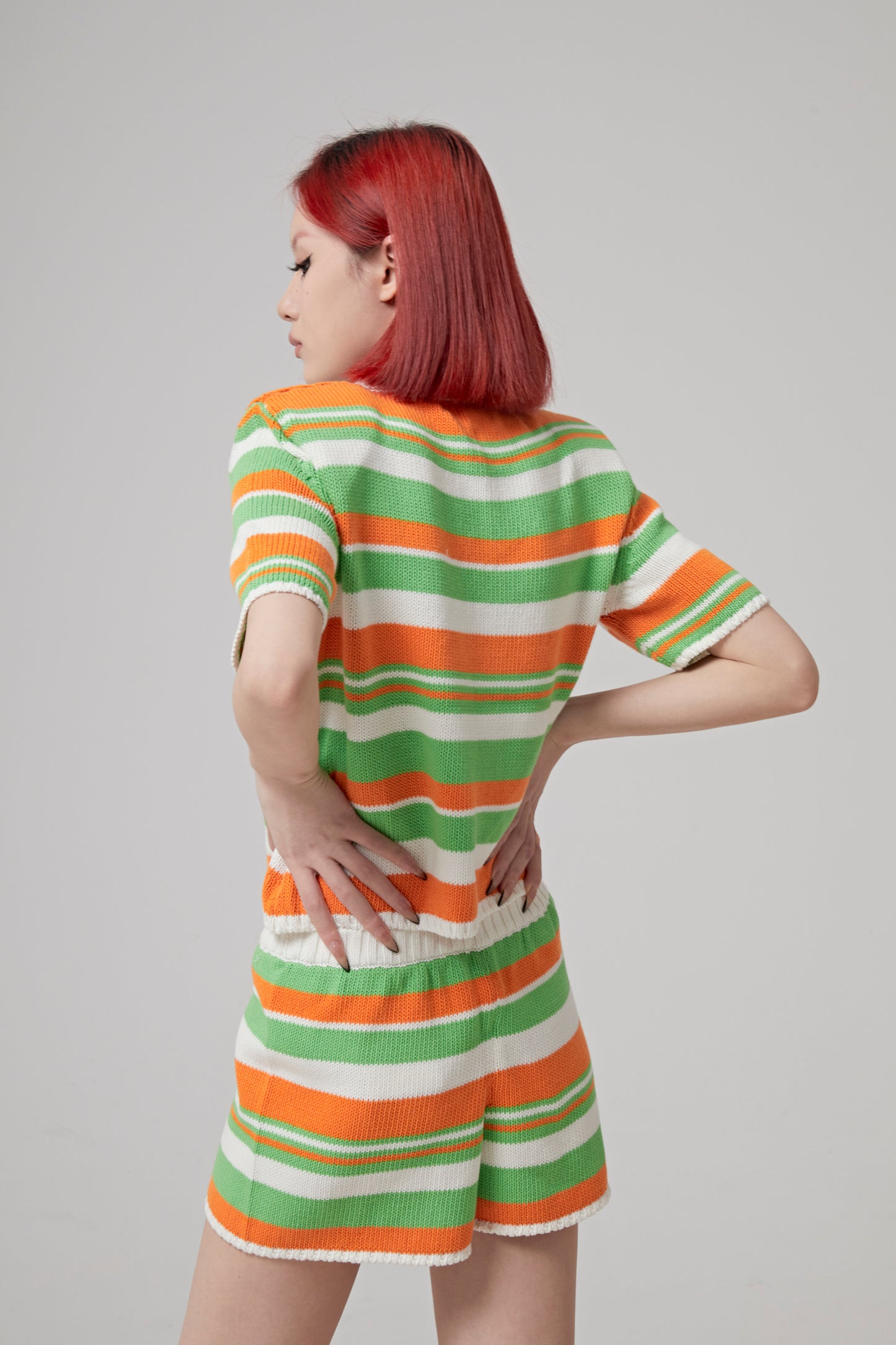 STRIPED COTTON KNITTED POLO