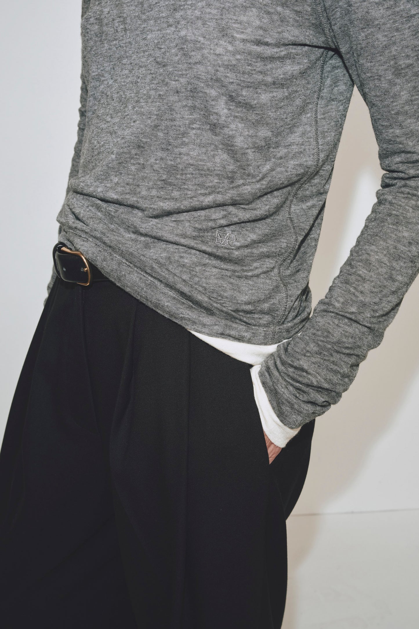 WOOL TENCEL CREWNECK TOP