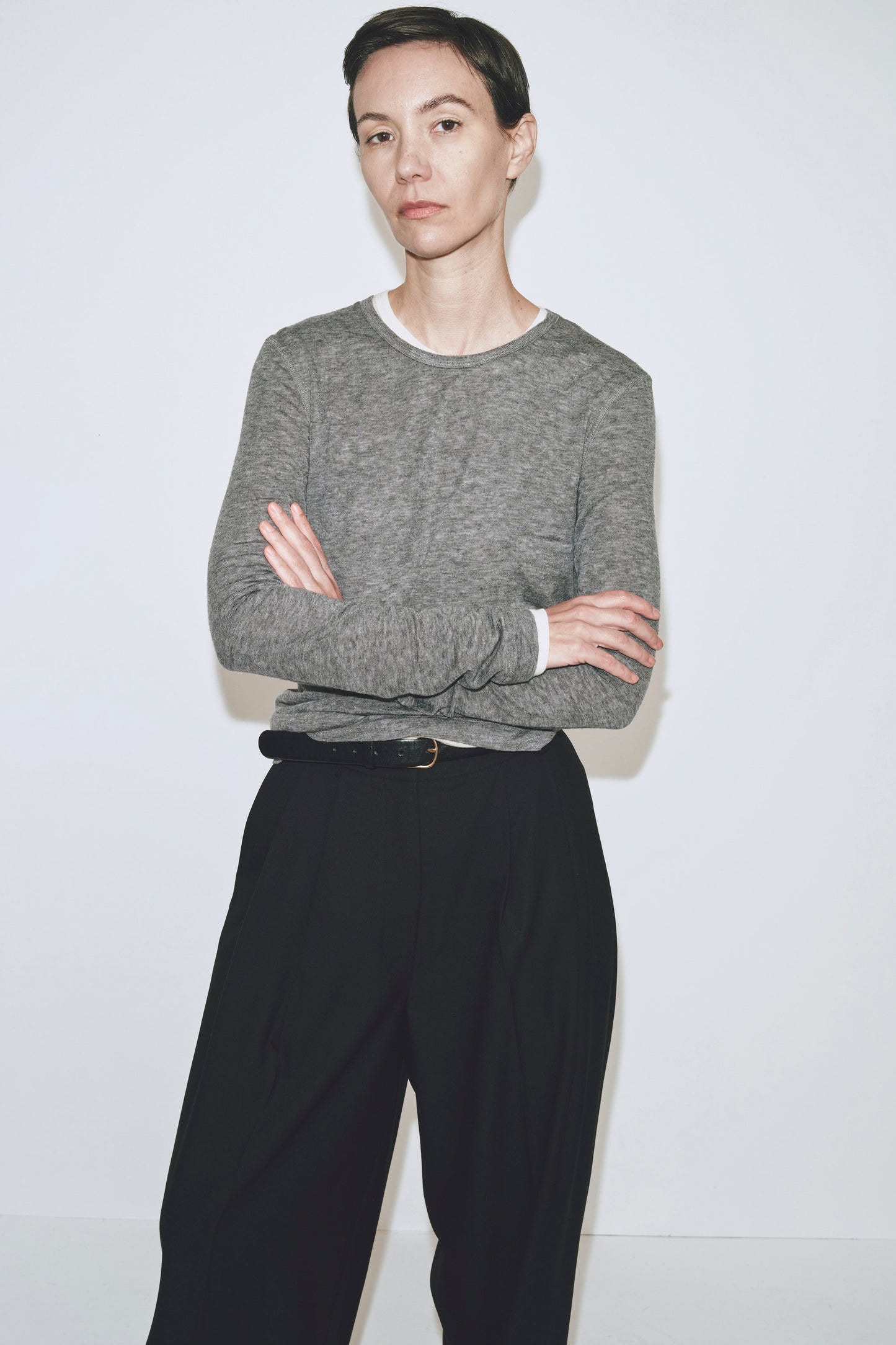 WOOL TENCEL CREWNECK TOP