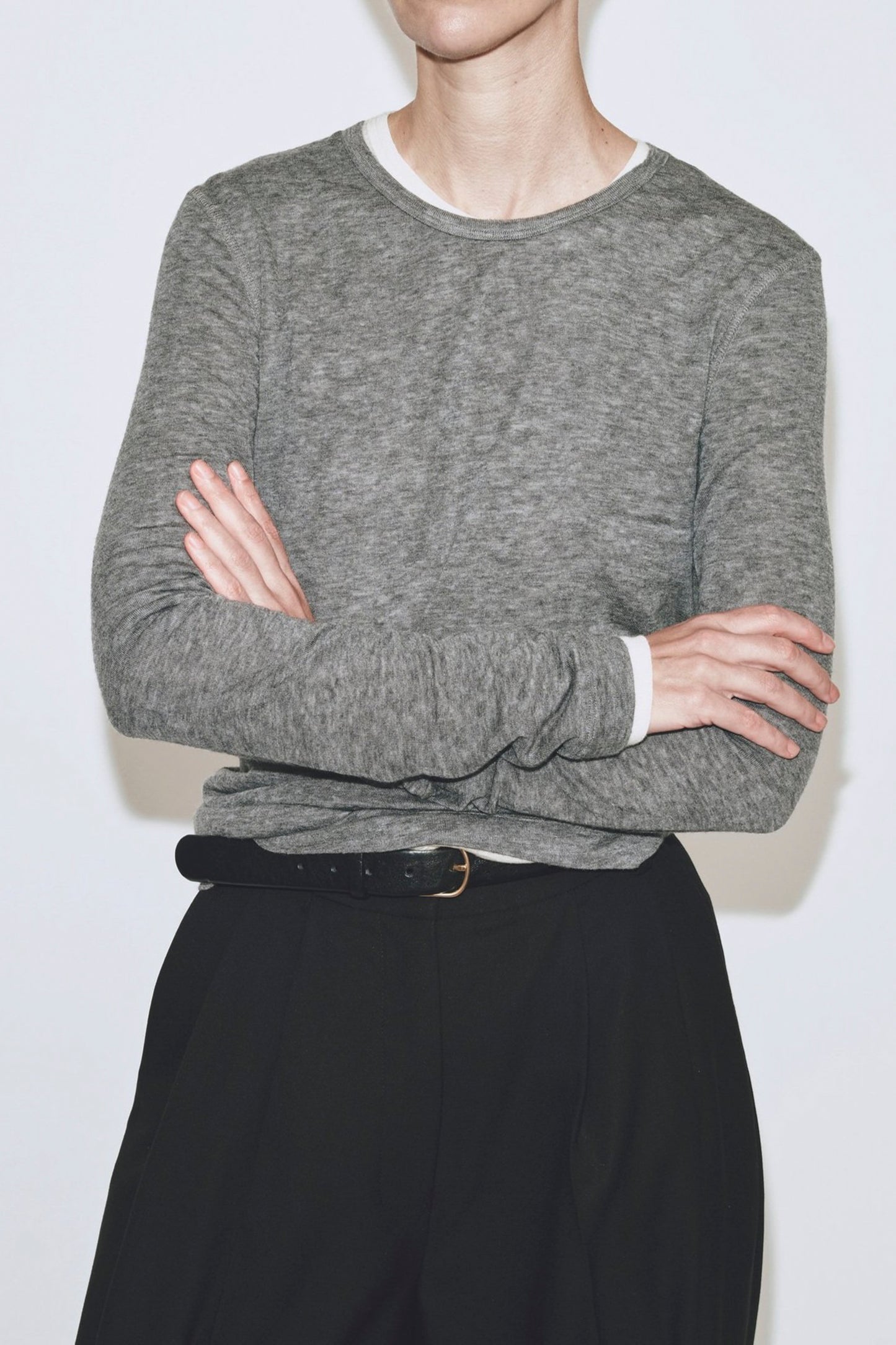 WOOL TENCEL CREWNECK TOP