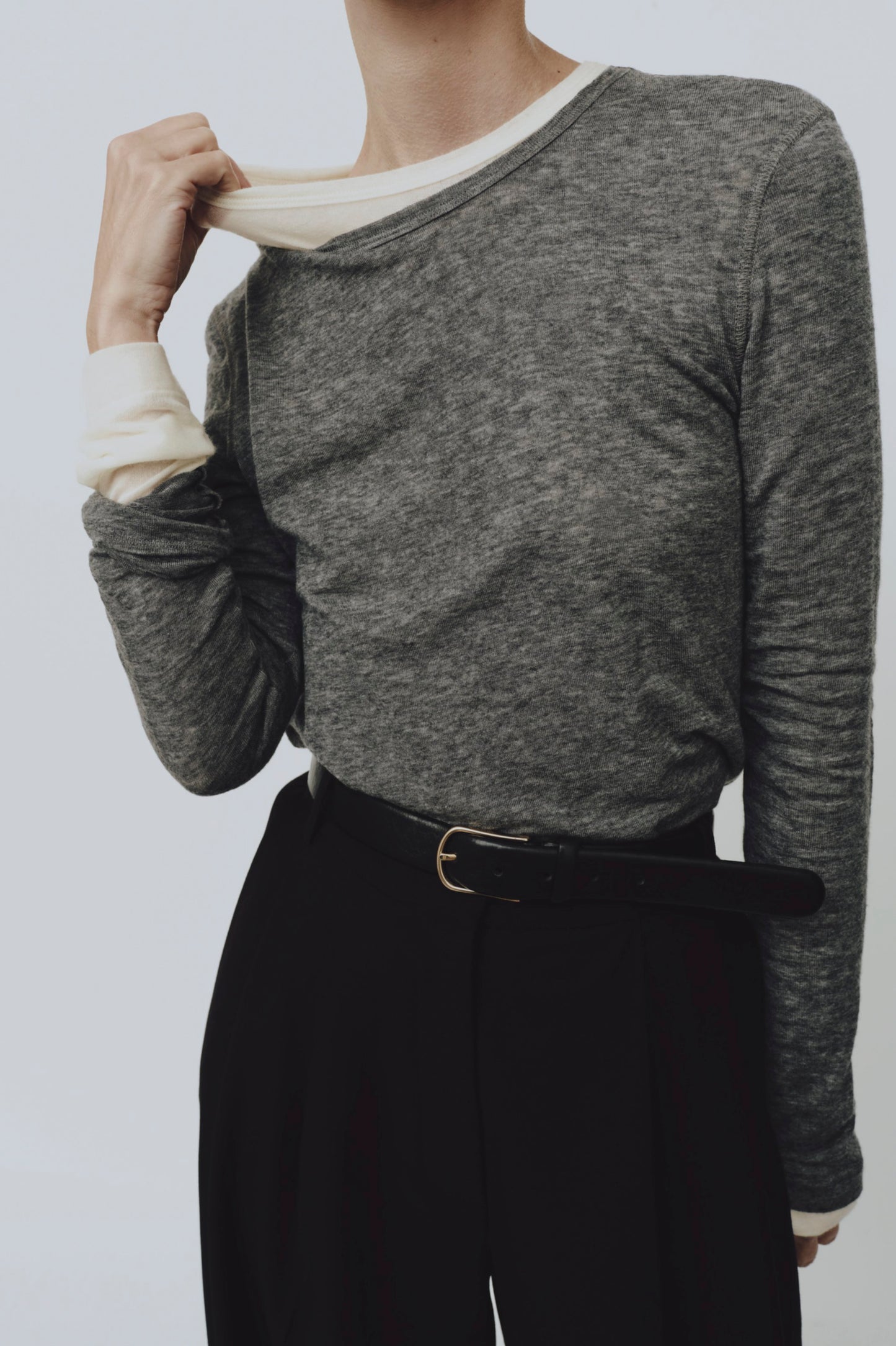WOOL TENCEL CREWNECK TOP