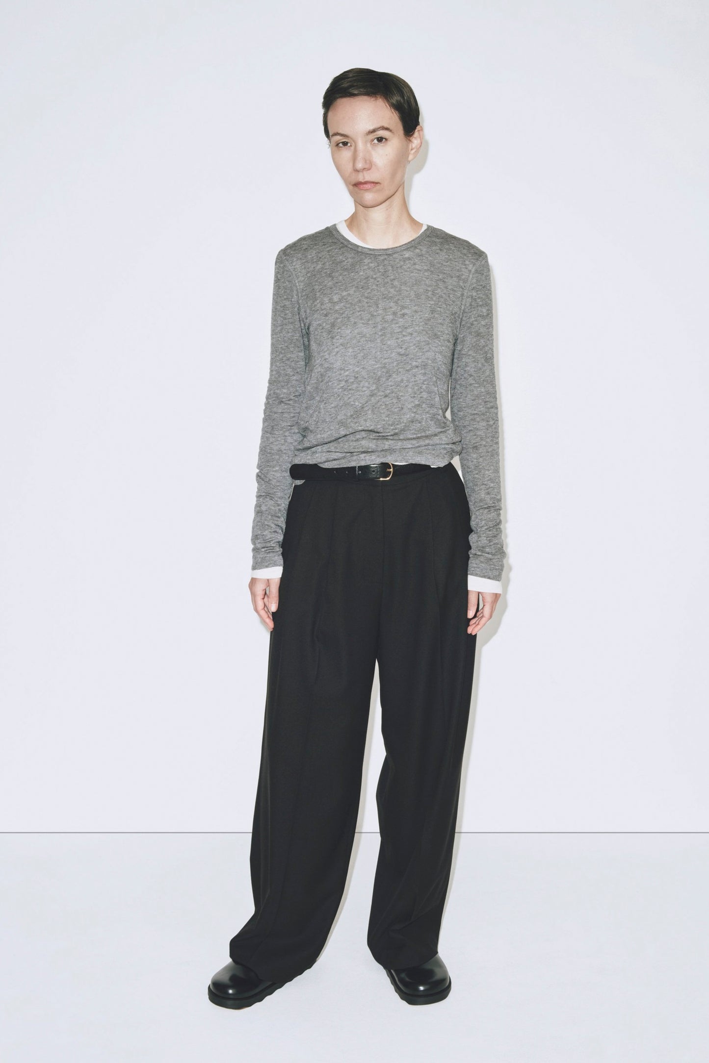 WOOL TENCEL CREWNECK TOP