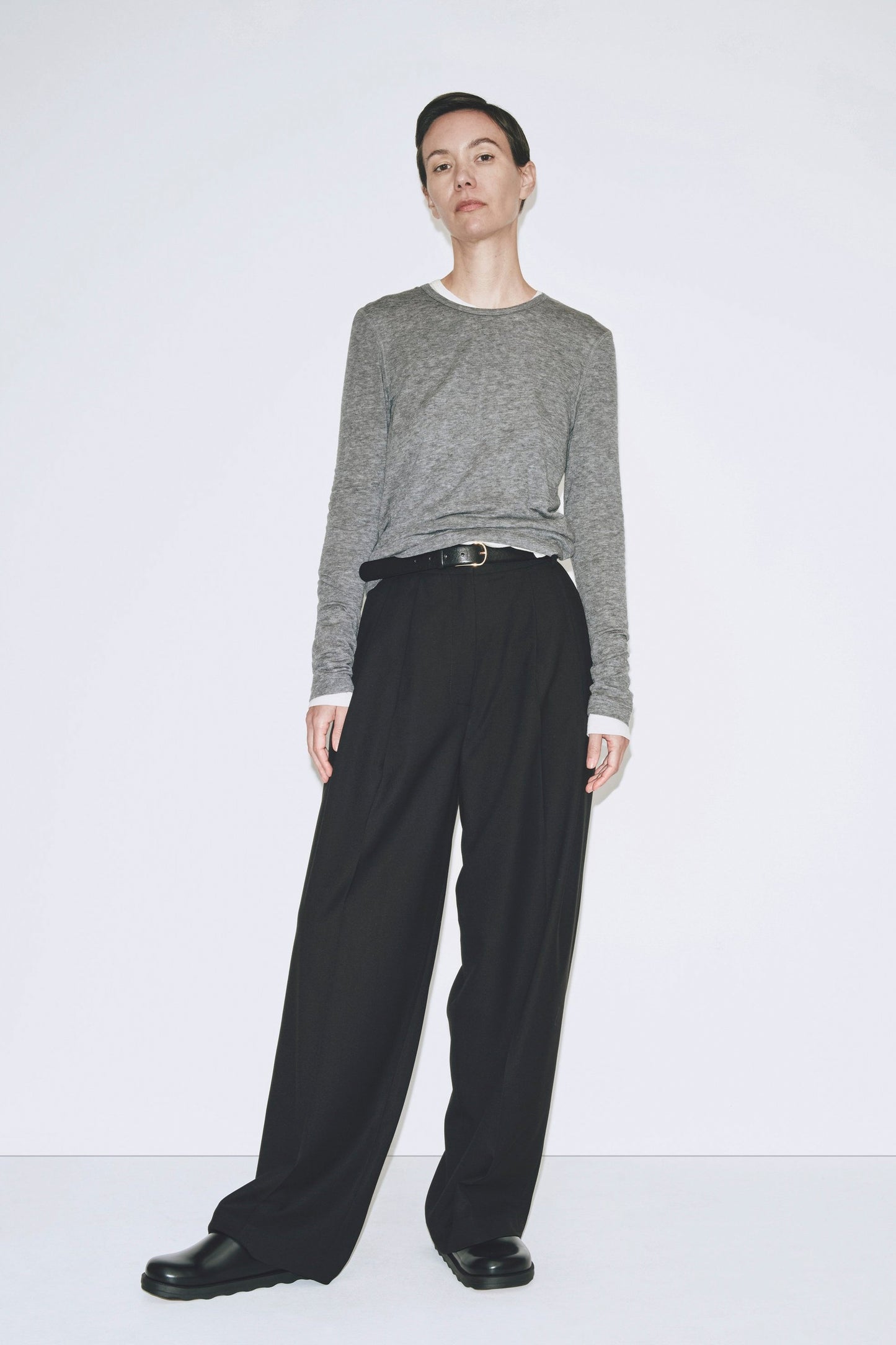 WOOL TENCEL CREWNECK TOP