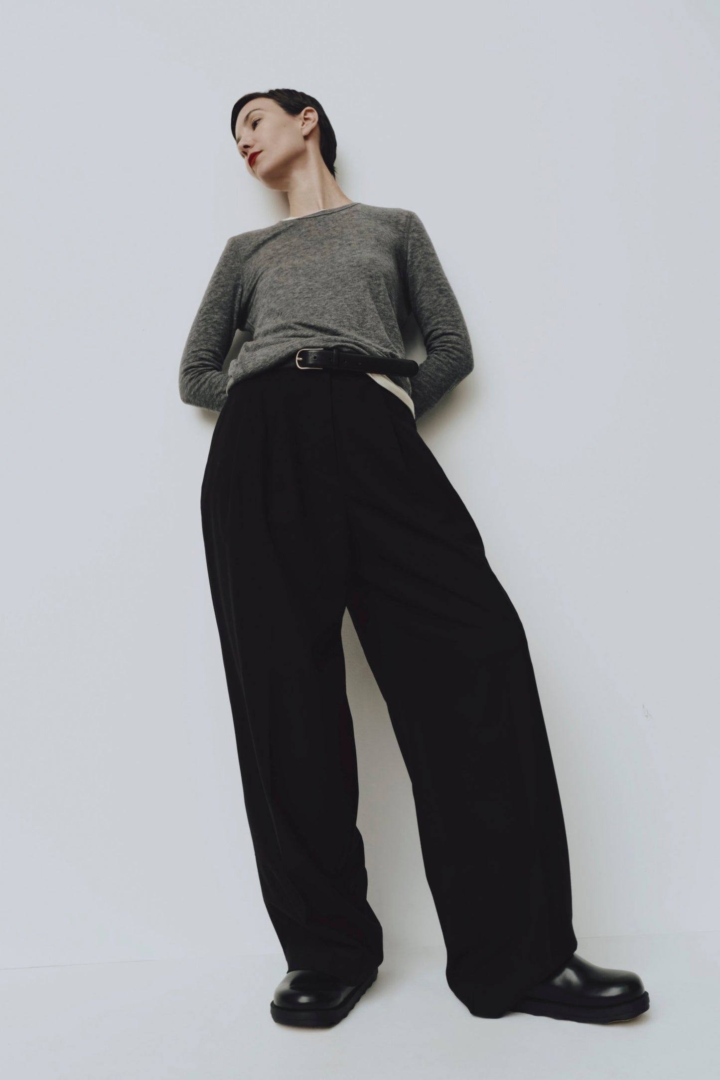 WOOL TENCEL CREWNECK TOP