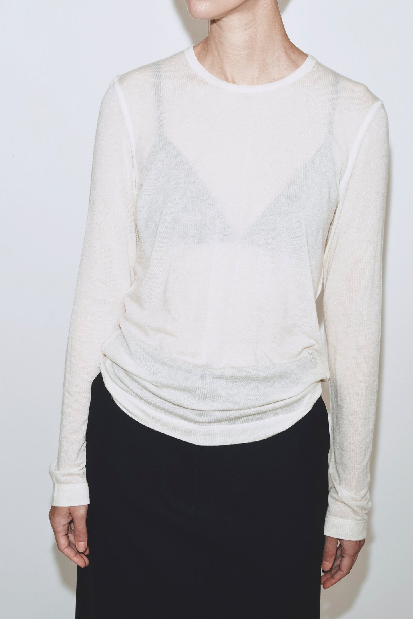 WOOL TENCEL CREWNECK TOP