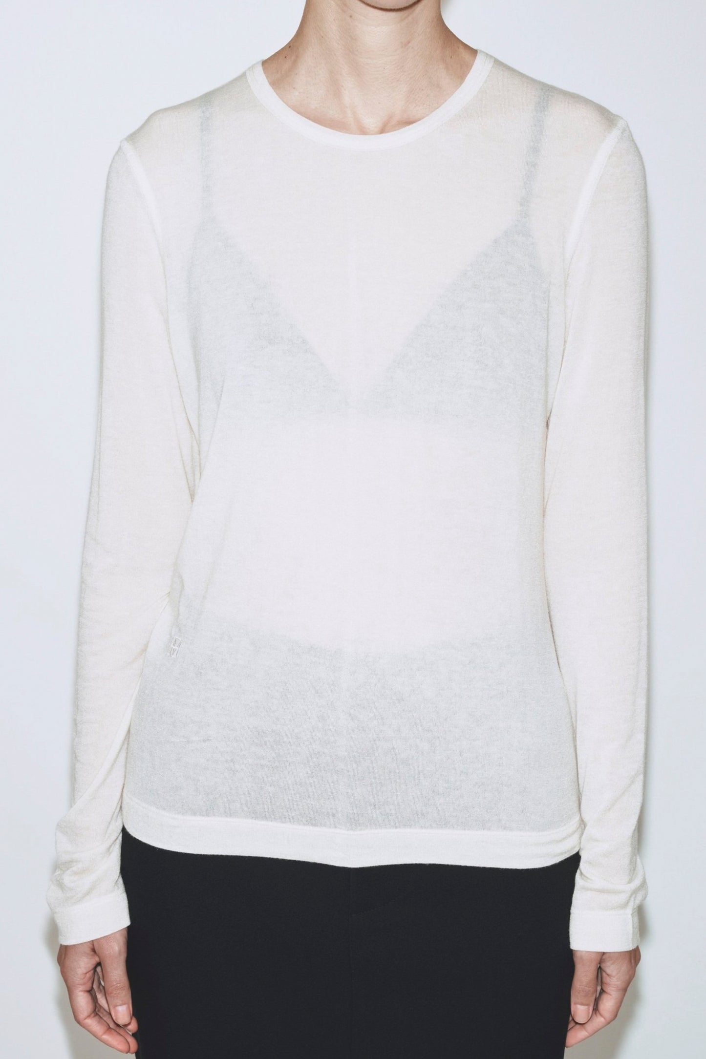 WOOL TENCEL CREWNECK TOP