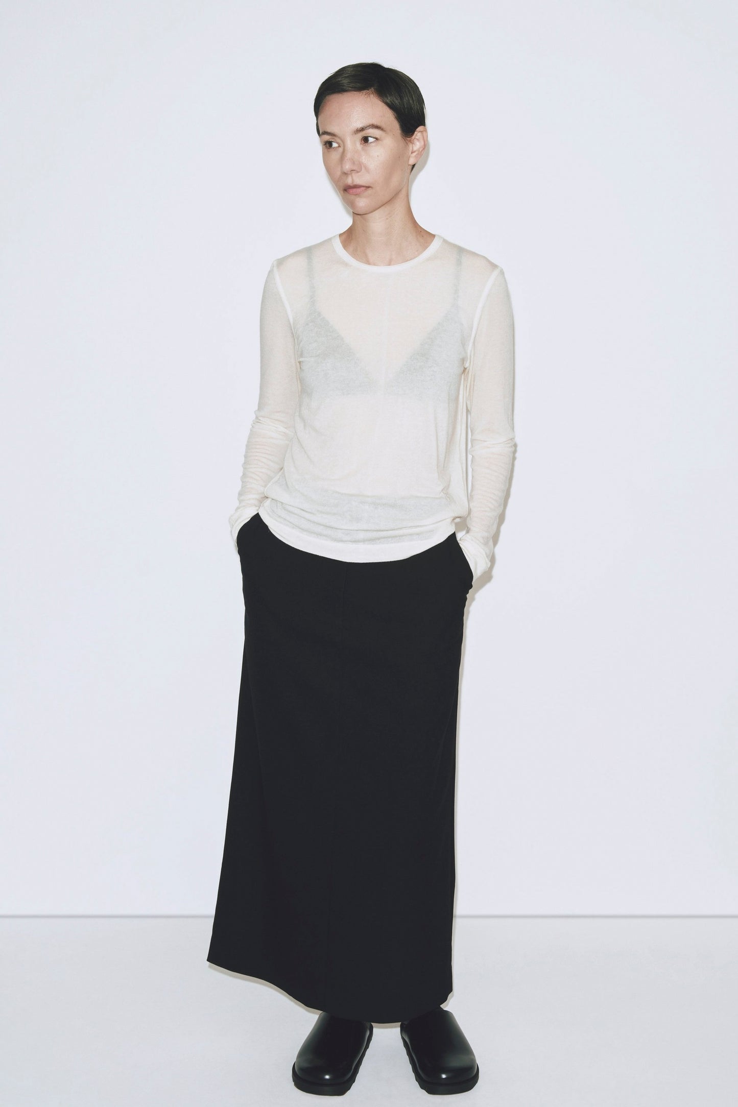 WOOL TENCEL CREWNECK TOP