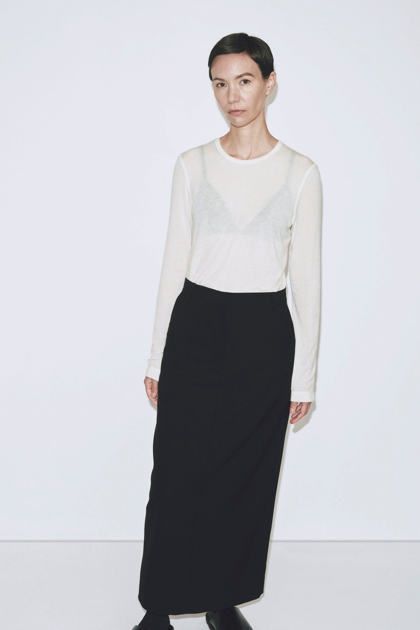 WOOL TENCEL CREWNECK TOP