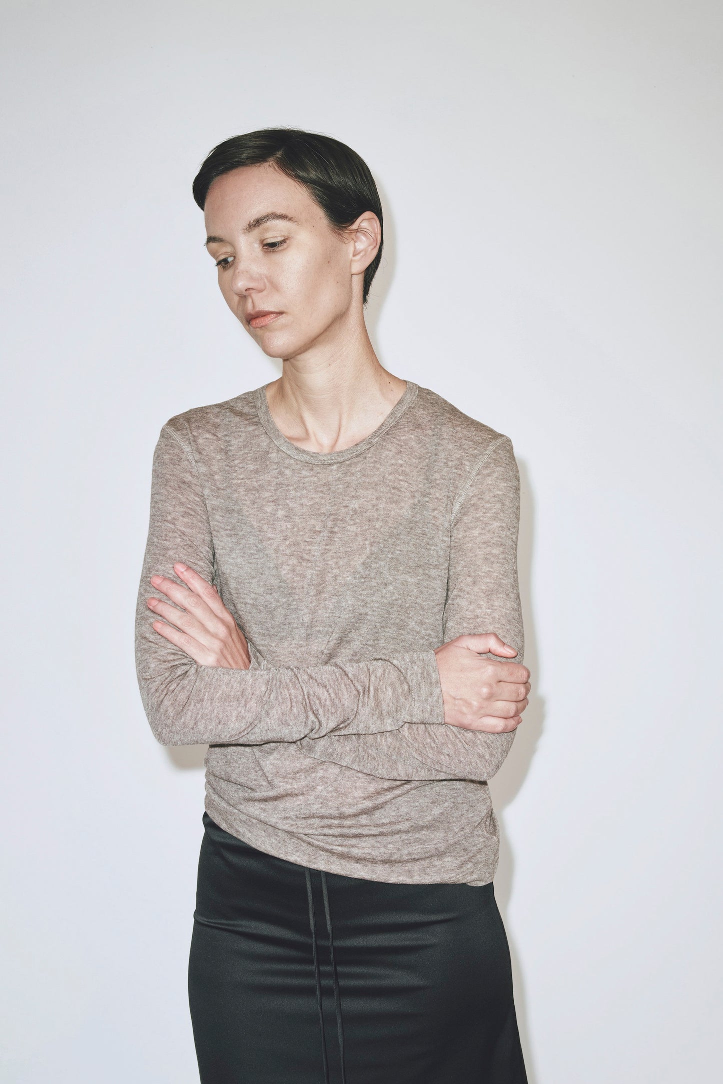 WOOL TENCEL CREWNECK TOP