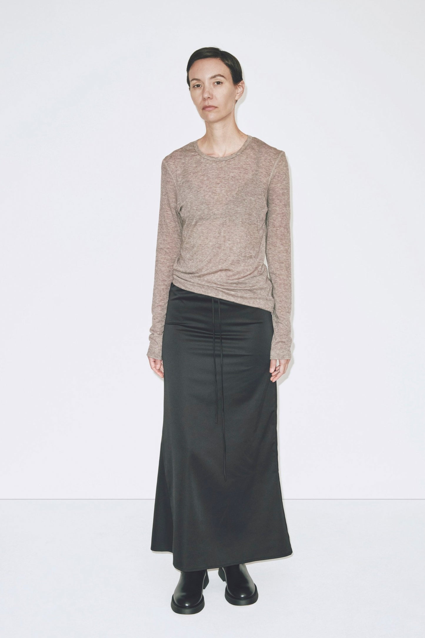 WOOL TENCEL CREWNECK TOP
