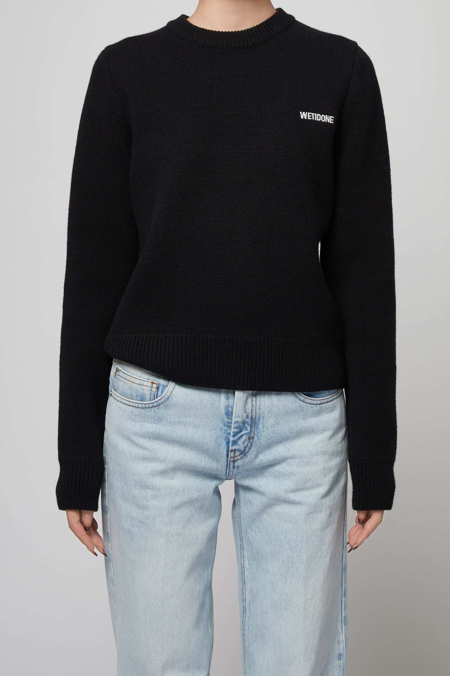 BLACK WOMENS BASIC KNIT SWEATER