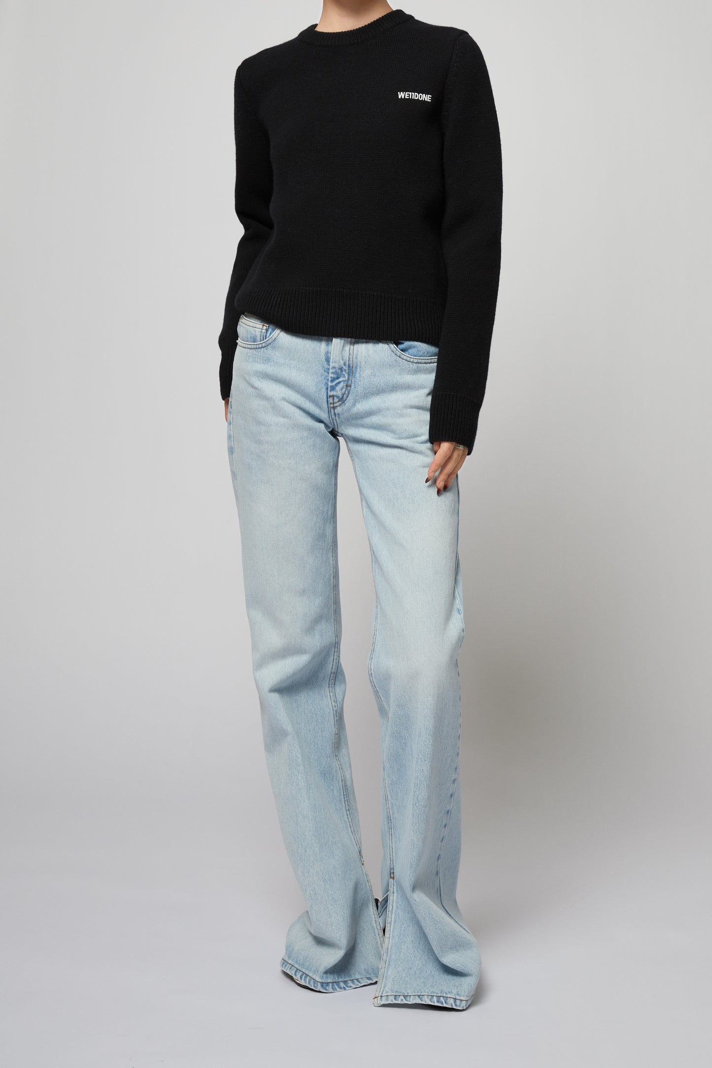 BLACK WOMENS BASIC KNIT SWEATER