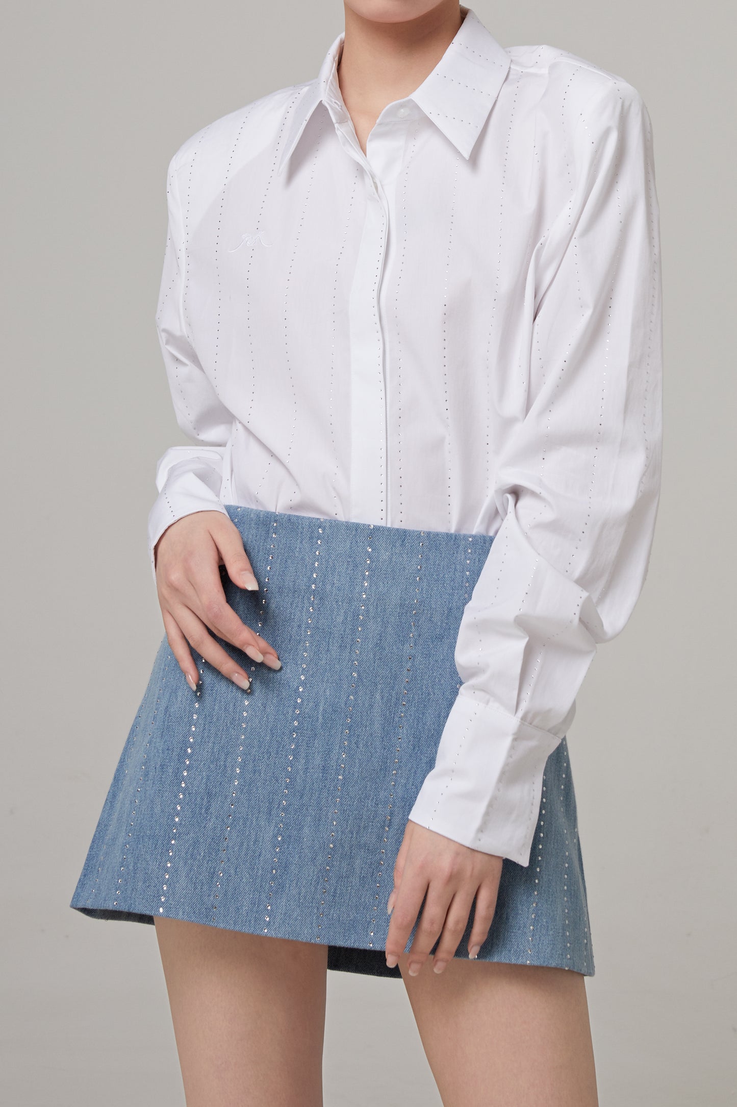 Pinstripe Strass Popeline Classic Shirt