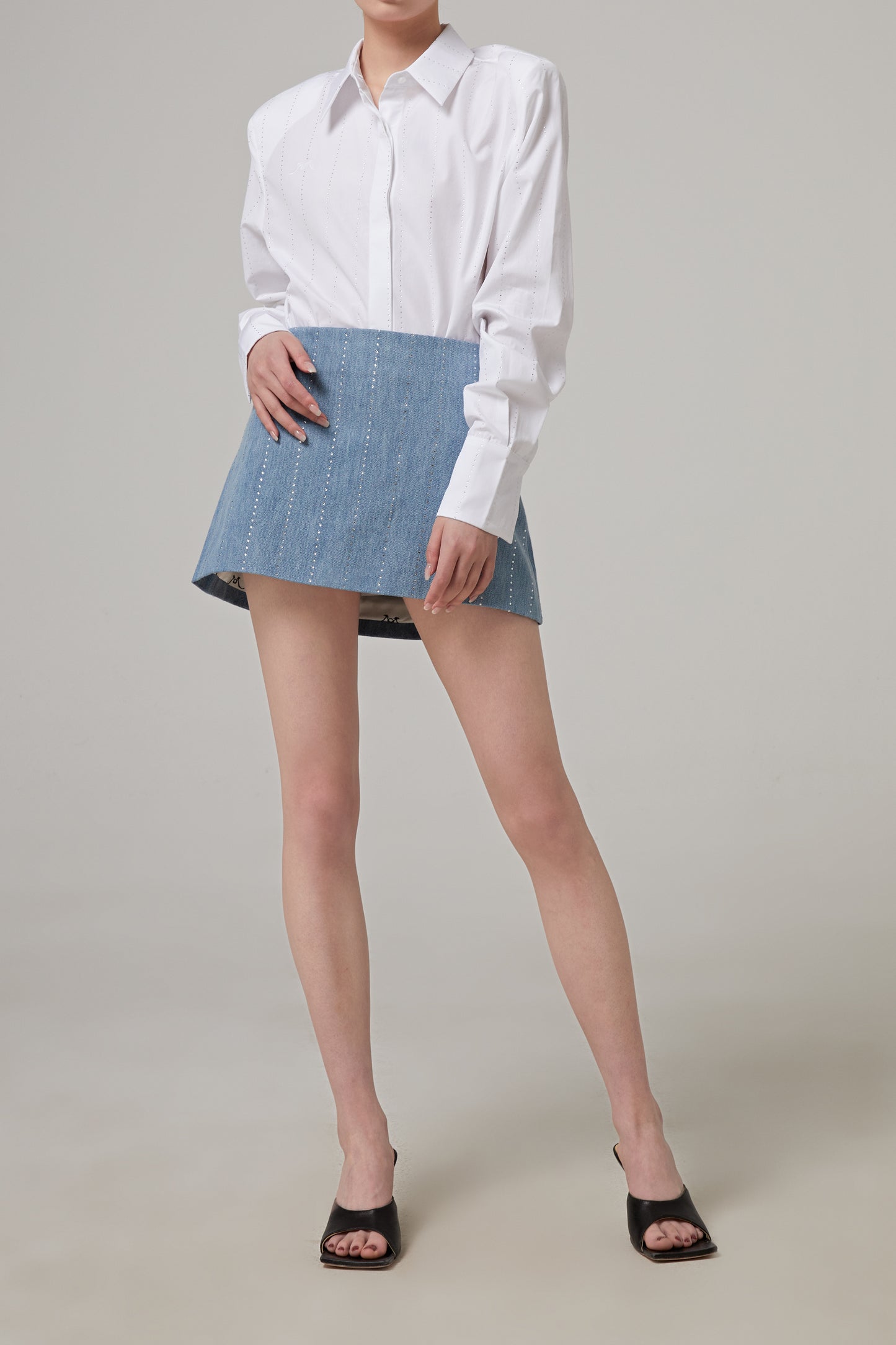 Pinstripe Strass Popeline Classic Shirt