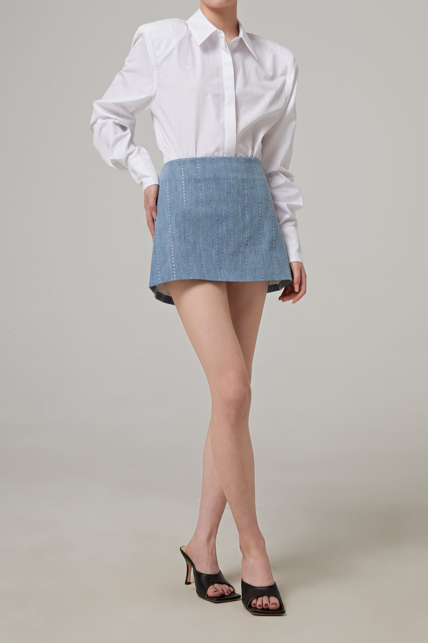 Pinstripe Strass Popeline Classic Shirt