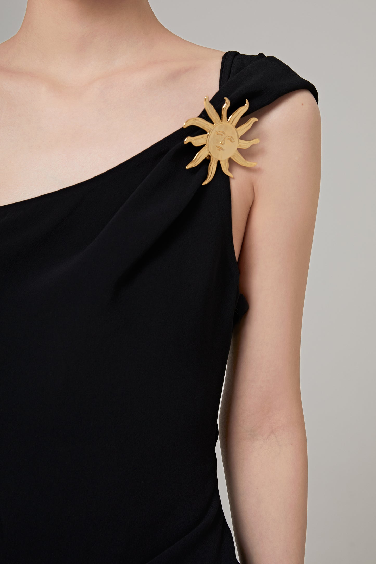 Asymetrical SleevesSable Top with SunJewels Details