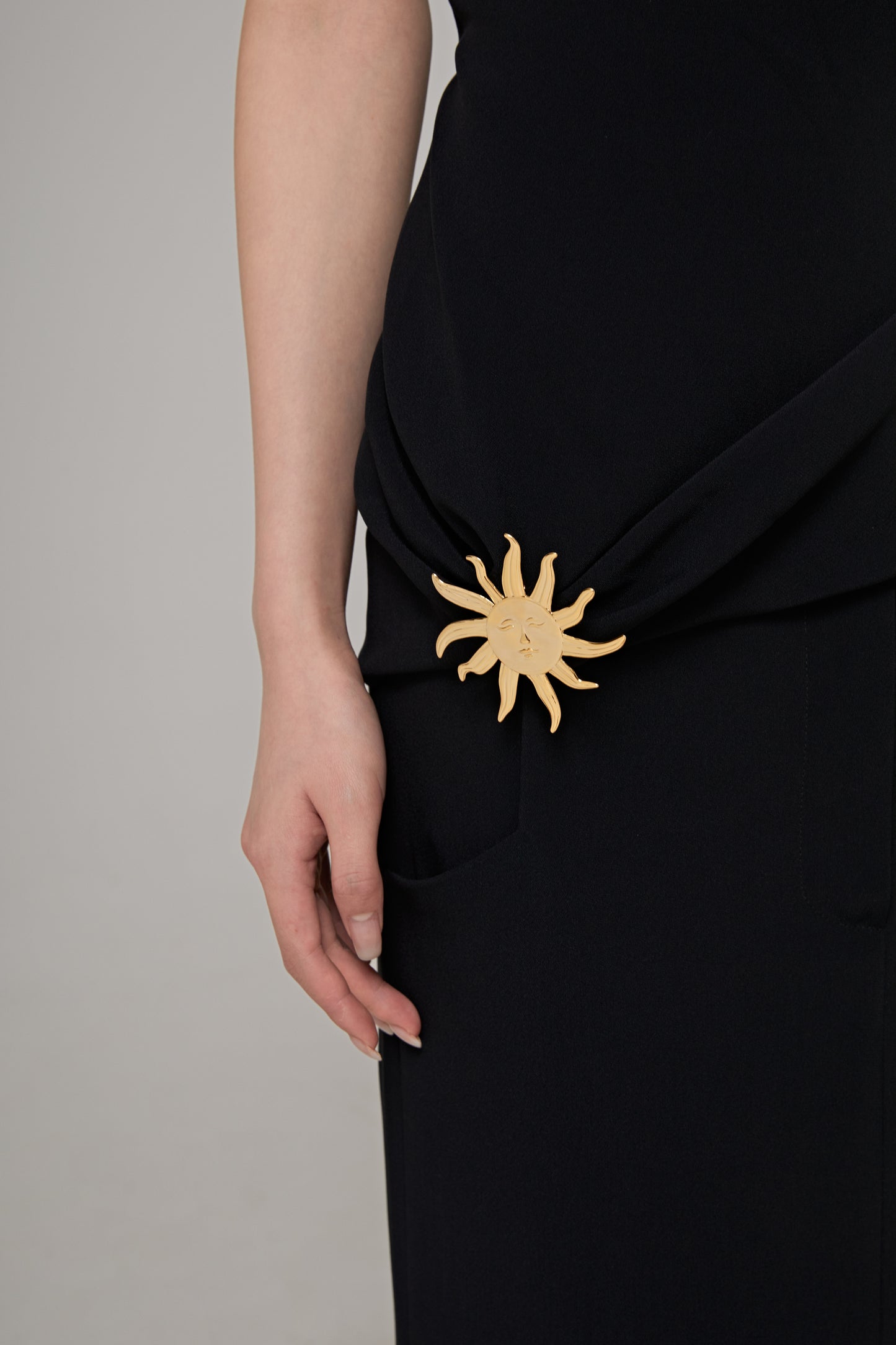 Asymetrical SleevesSable Top with SunJewels Details