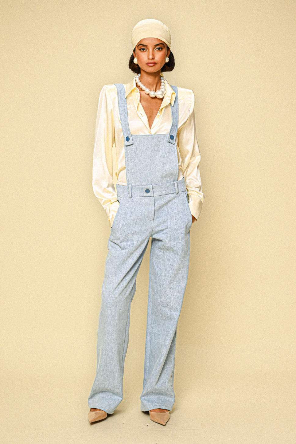 Low-waisted Denim Overalls